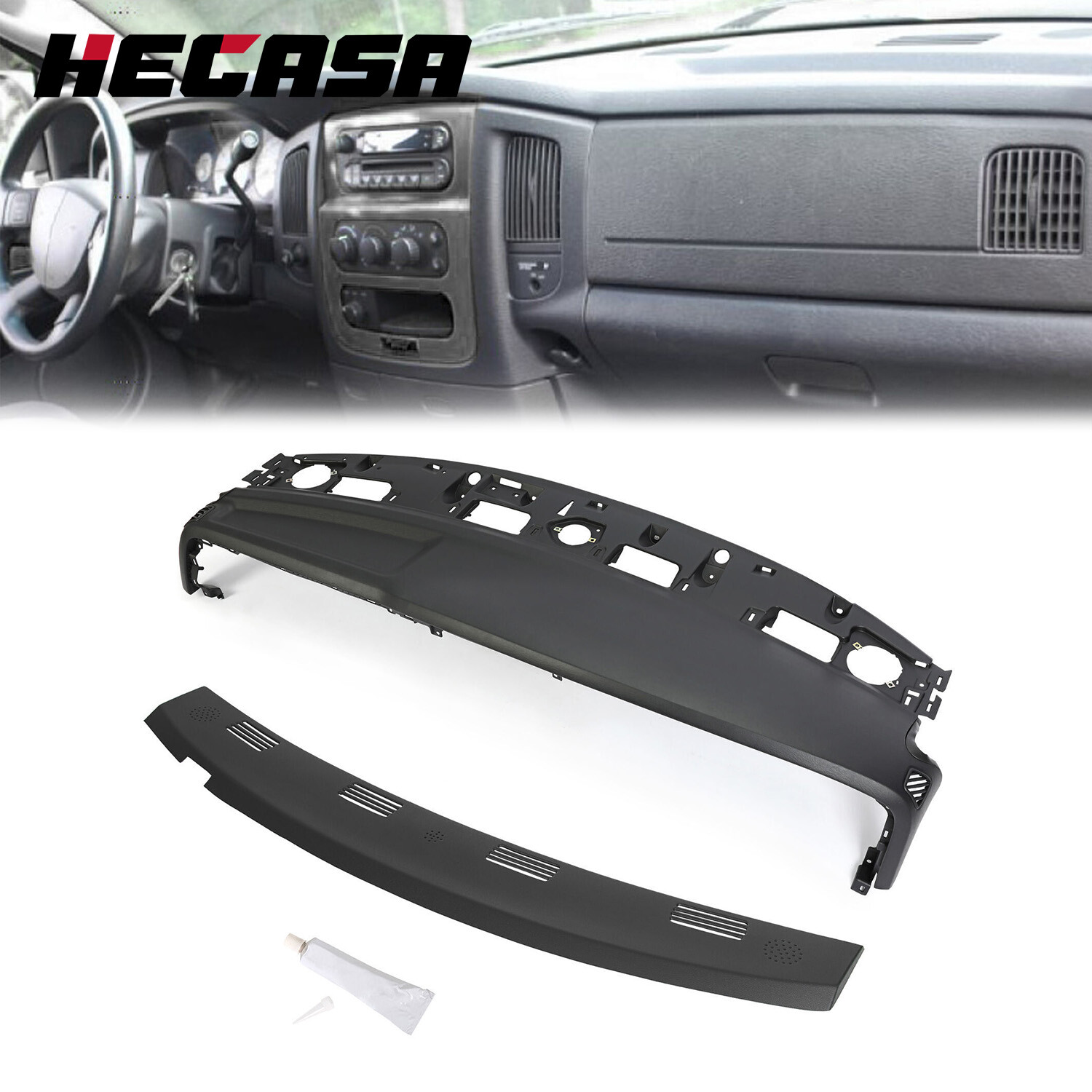 For 02-05 Dodge Ram 1500 2500 Mold Dashboard Replacement+Defrost Dash Cover Cap
