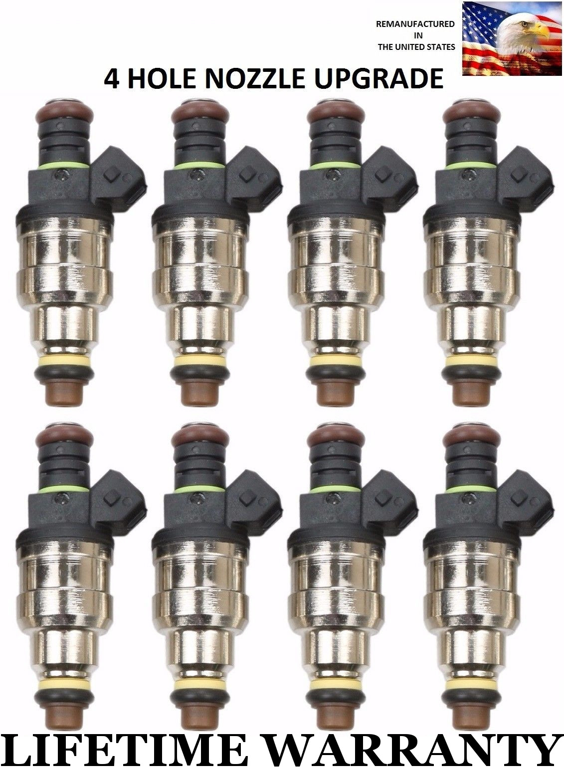 4 Hole Nozzle Upgraded Bosch Set of 8 Fuel Injectors For GMC Chevy 7.4L 454 4 Hole Nozzle Upgraded Bosch Set of 8 Fuel Injectors For GMC Chevy 7.4L 454