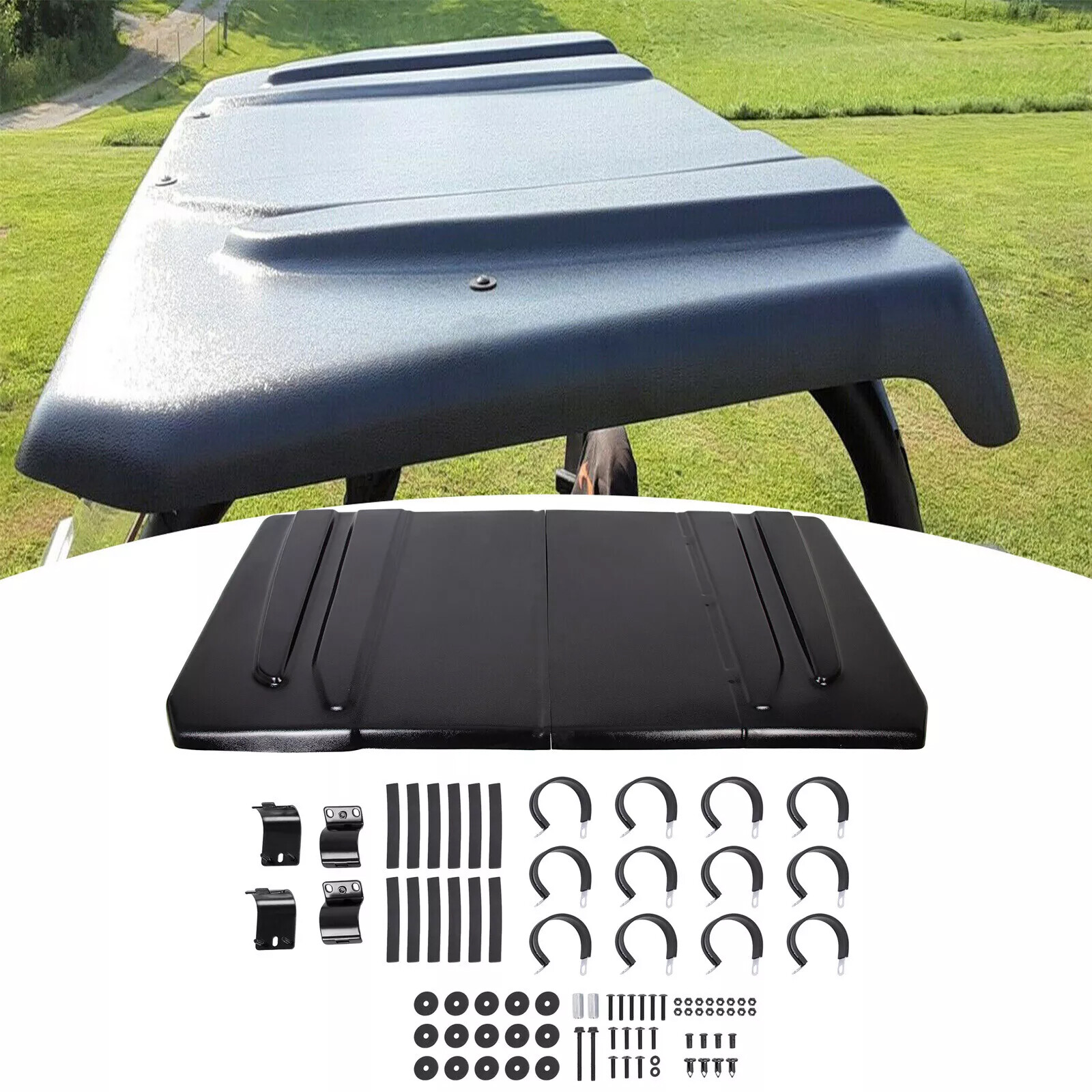Polyethylene Hard Top Roof Split Style For Yamaha Rhino 450 660 700 UTV Black Polyethylene Hard Top Roof Split Style For Yamaha Rhino 450 660 700 UTV Black