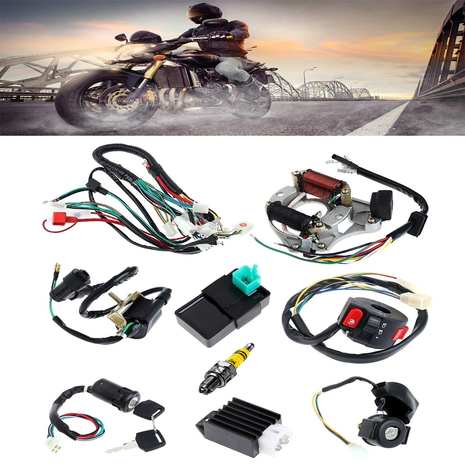 CDI Wire Harness Stator Assembly Wiring Fit 50 70 90 110 125cc ATV Electric Quad CDI Wire Harness Stator Assembly Wiring Fit 50 70 90 110 125cc ATV Electric Quad