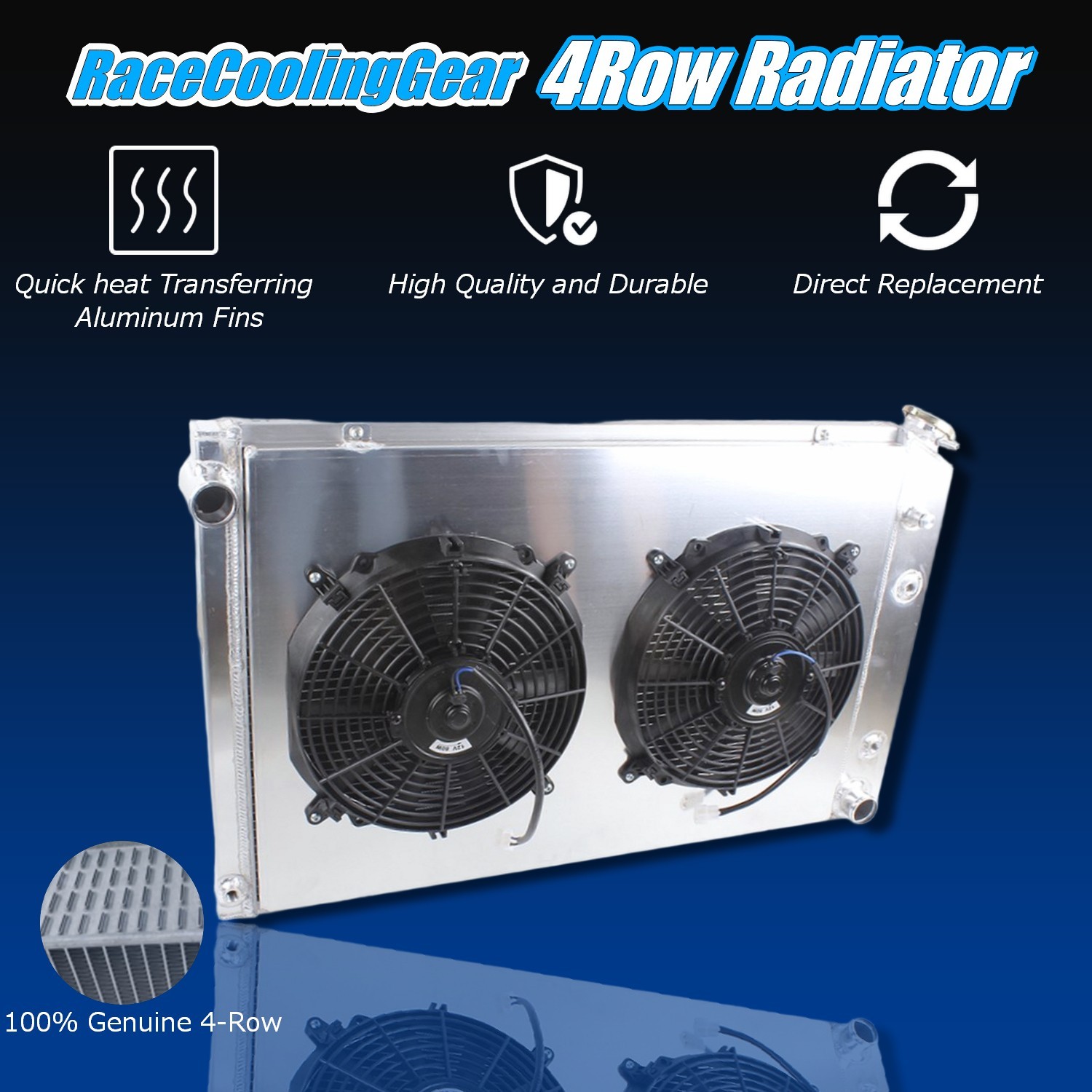 Heavy Duty 4Row Radiator Shroud Fan For 1973–1980 Chevy Full Size Pickup