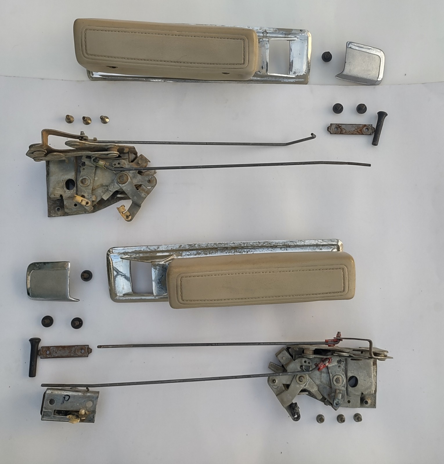70-77 Dodge Van Door Latches Handles Armrests Tan Linkage Complete OEM B Series 70-77 Dodge Van Door Latches Handles Armrests Tan Linkage Complete OEM B Series