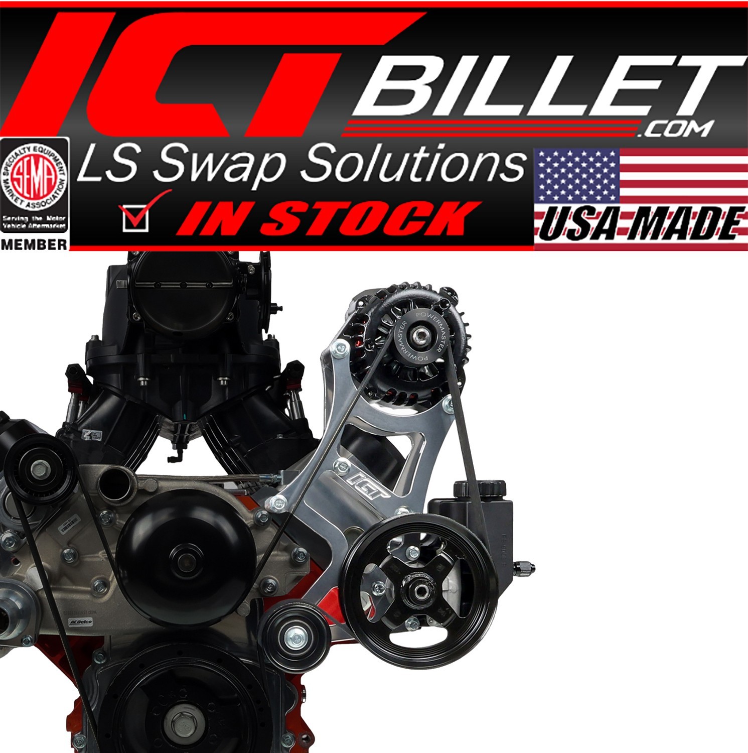 LS Corvette - High Mount Alternator / Power Steering Pump Bracket Kit LS1