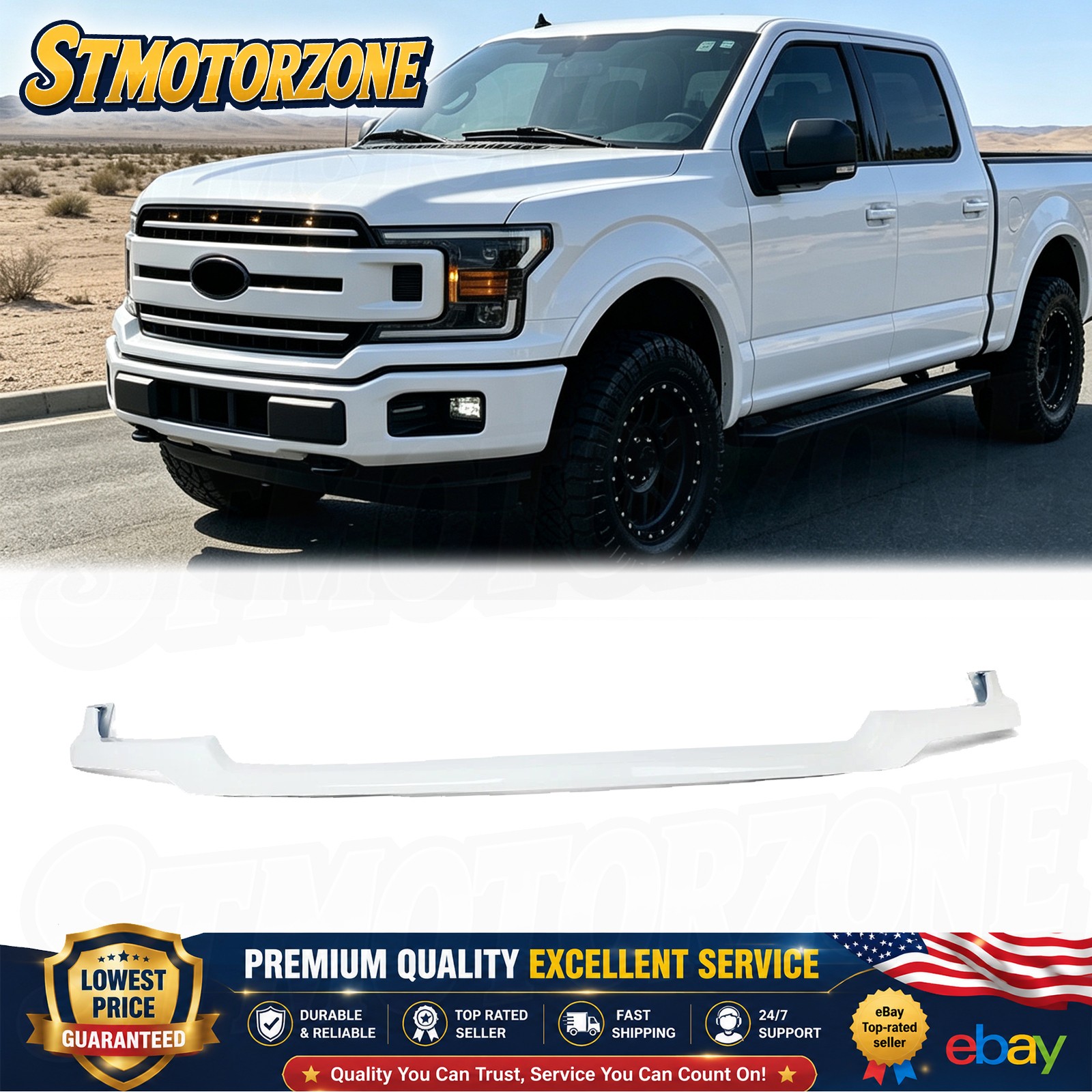 Oxford White For 2018-2020 Ford F-150 Front Upper Molding Trim W/O Molding Hole Oxford White For 2018-2020 Ford F-150 Front Upper Molding Trim W/O Molding Hole
