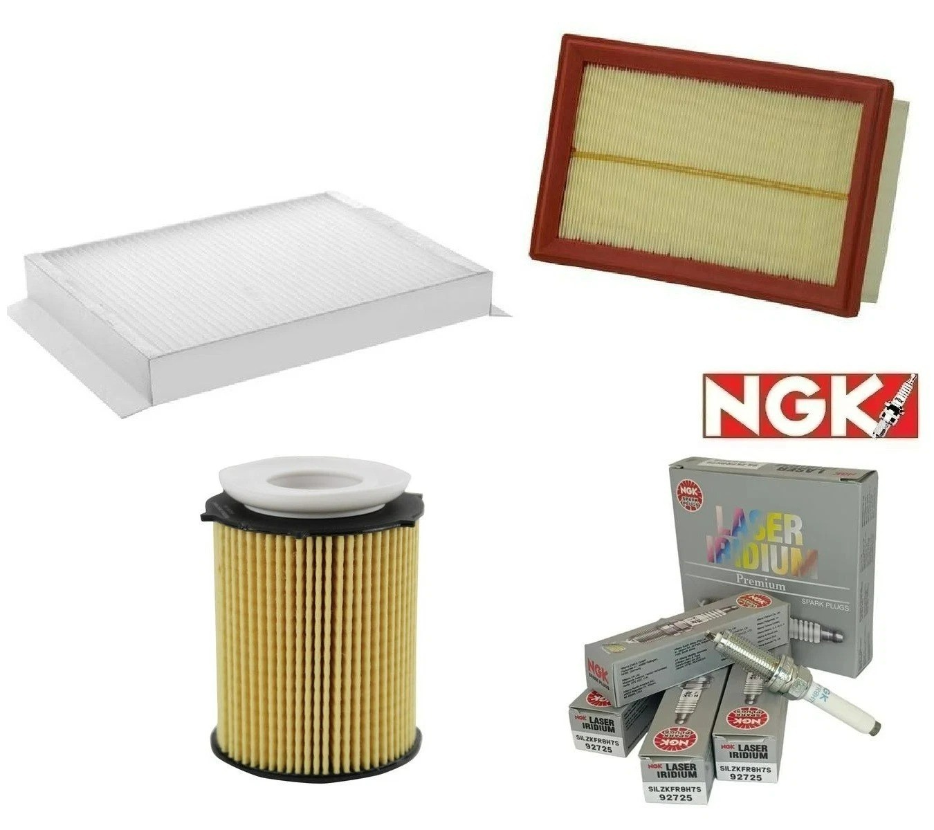 Spark Plug & Air Oil AC Cabin Filter Tune Up Kit 8pcs OEM for Mercedes C E GLC