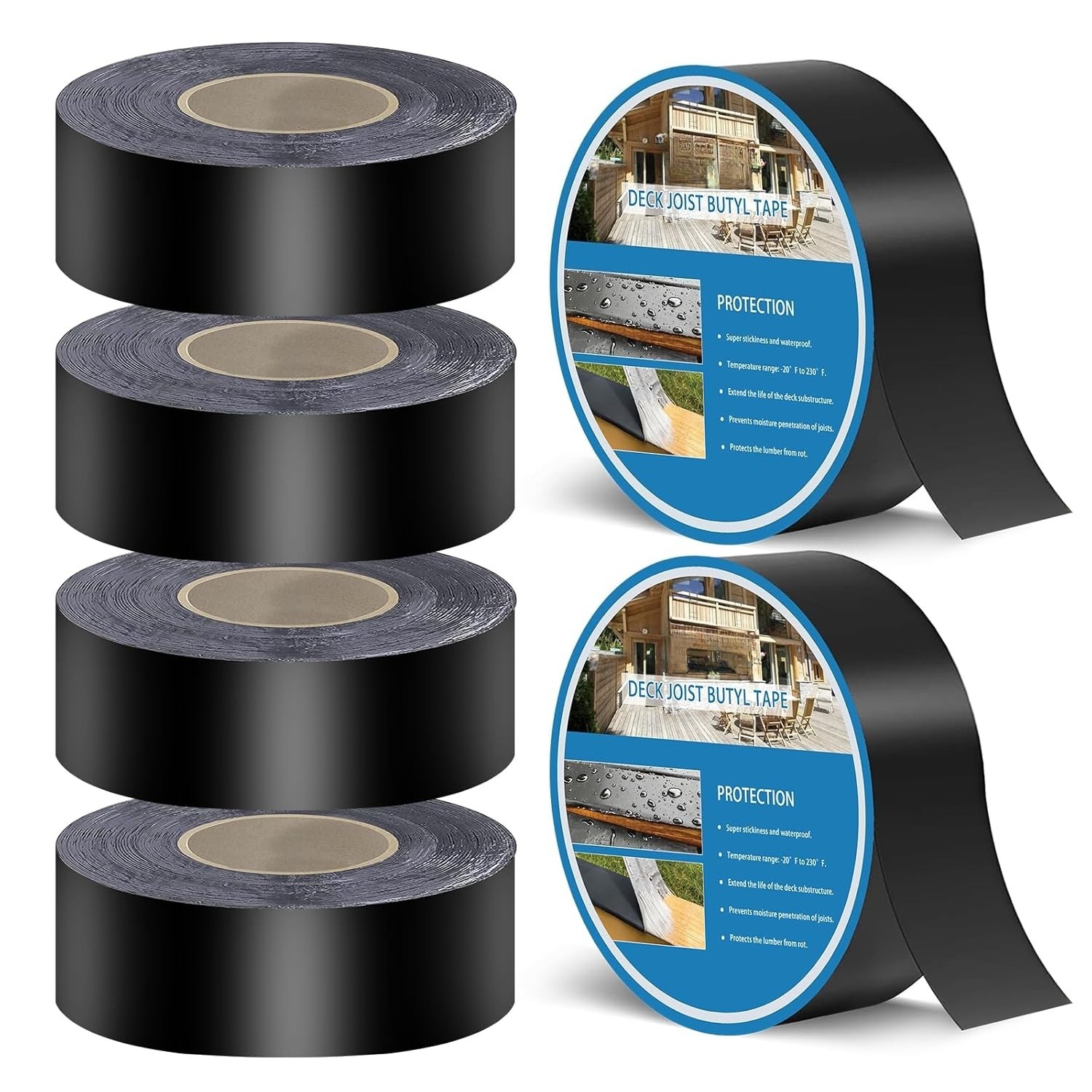Butyl Joist Tape for Decking 2\'\'×50\', 6 Pack Weather-Resistant Deck Joist Tape, 