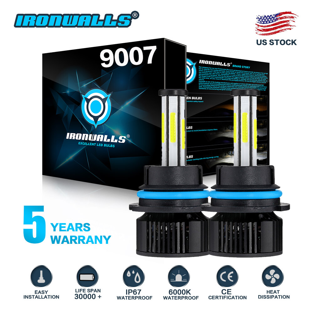 6-sides 9007 LED Headlights Kit 2800W 360000LM Hi-Lo Beam Bulbs 6500K White HID