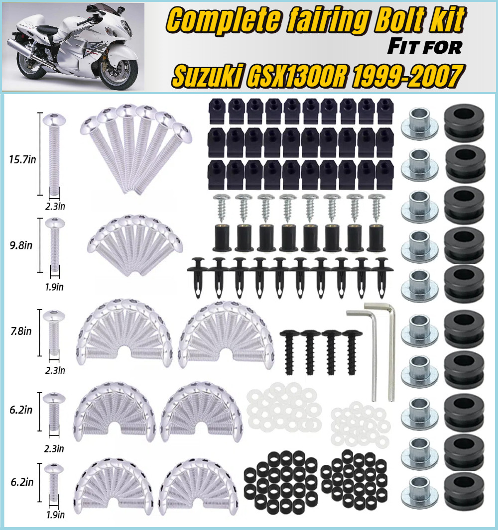 Complete Stainless Screws Silver Fairing Bolt Kit for Suzuki GSX1300R 1999-2007