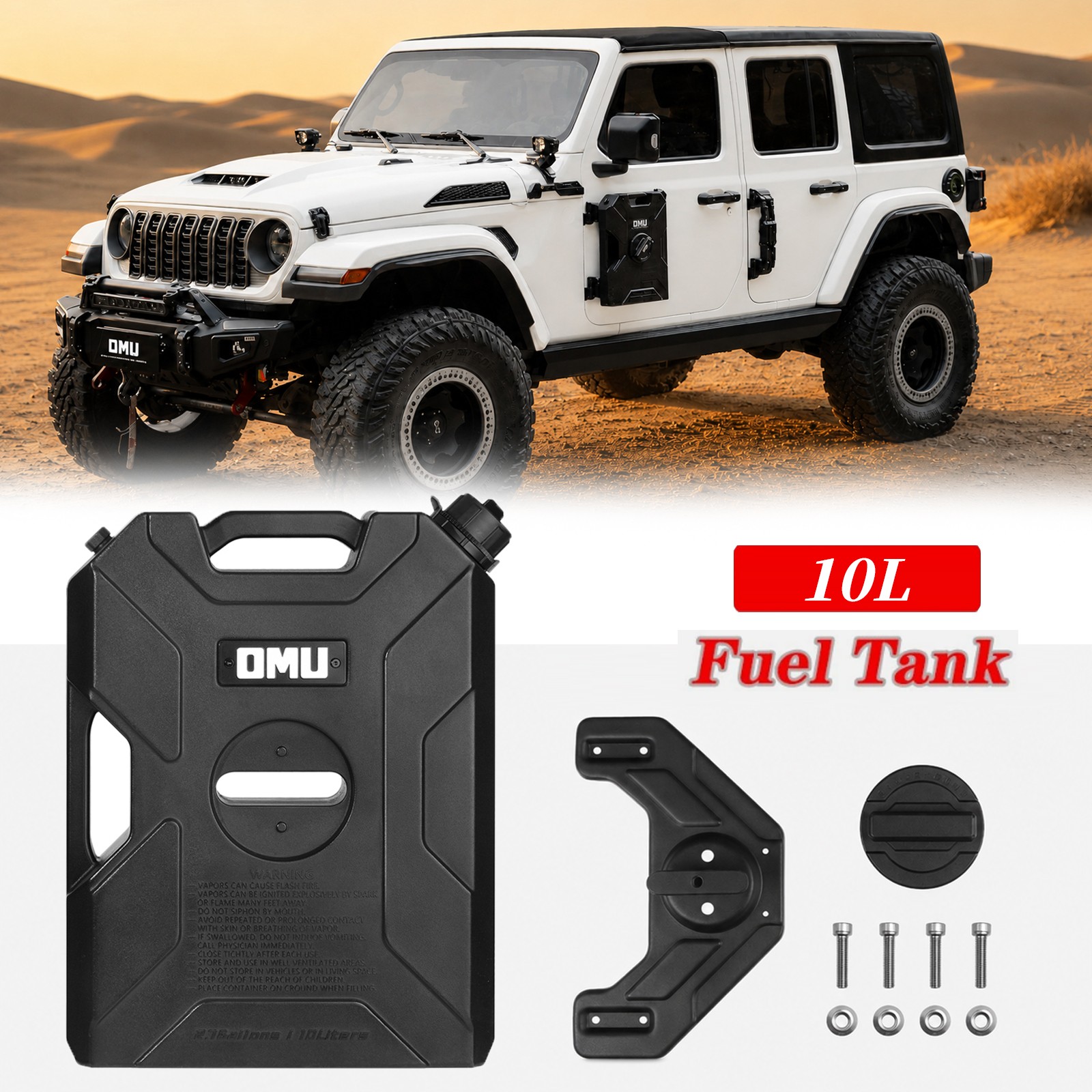 OMU 10L Fuel Can Gas Oil Tank Emergency Backup Container w/ Bracket For Jeep OMU 10L Fuel Can Gas Oil Tank Emergency Backup Container w/ Bracket For Jeep