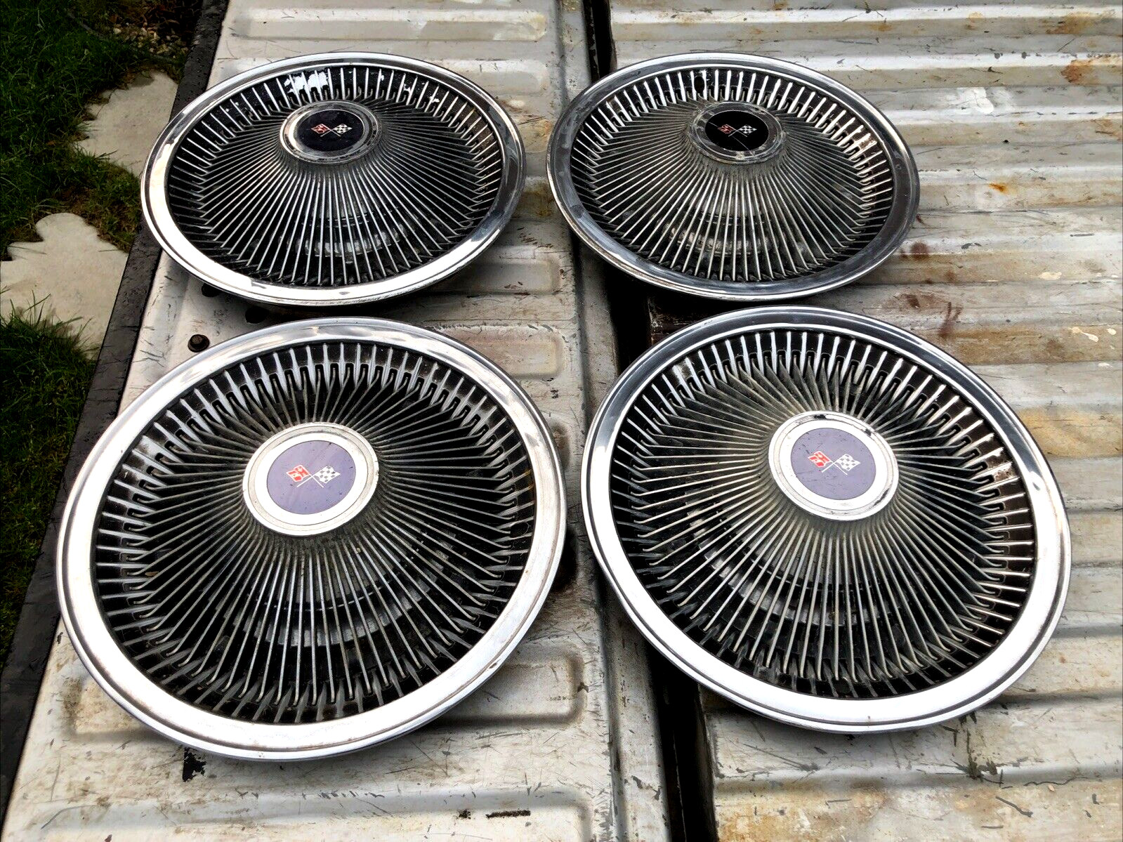 Vintage 1969 70 71 72 Corvette 15” Simulated Wire Wheel Covers Hub Caps Chevy Vintage 1969 70 71 72 Corvette 15” Simulated Wire Wheel Covers Hub Caps Chevy