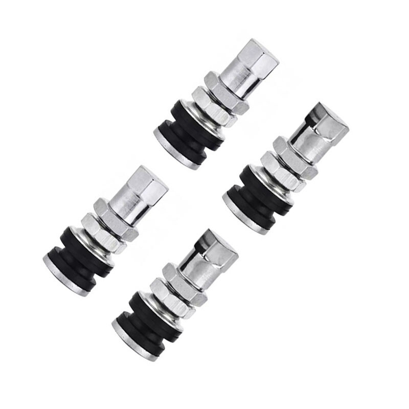 4Pcs TR161 Bolt Screw Tire Valve Stem Chrome Metal High Pressure Flush W/ Cap