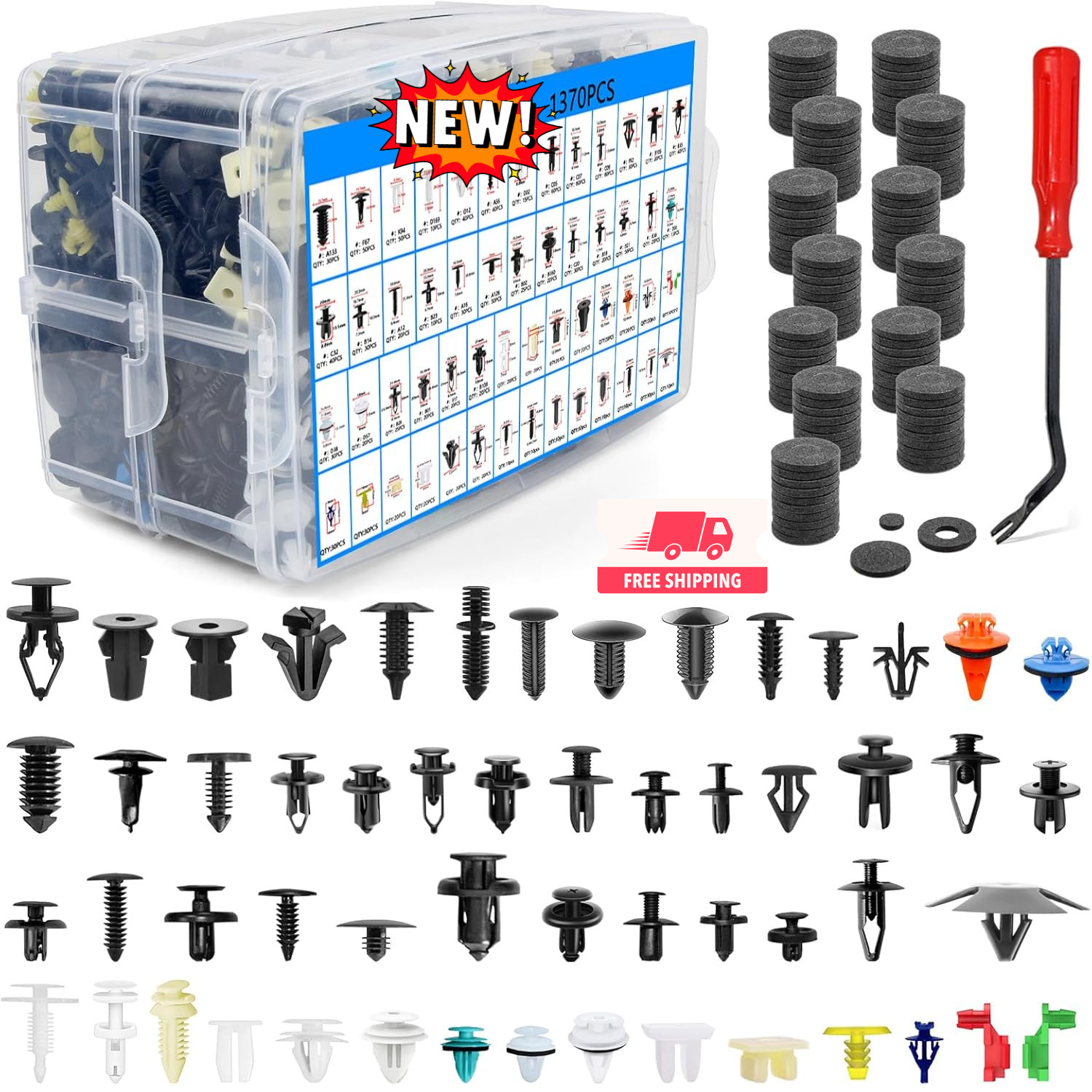 Clips de retención para coche (1501 unidades, 55 tamaños) Kits de clips para mol