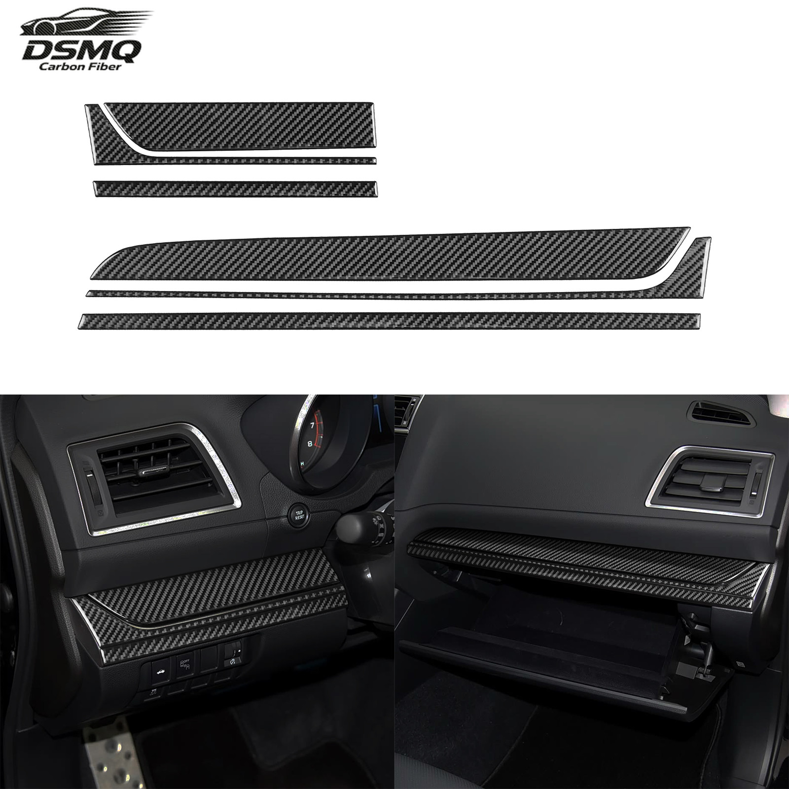 6Pcs Real Carbon Fiber Interior Dashboard Cover For Subaru Outback Legacy 15-17