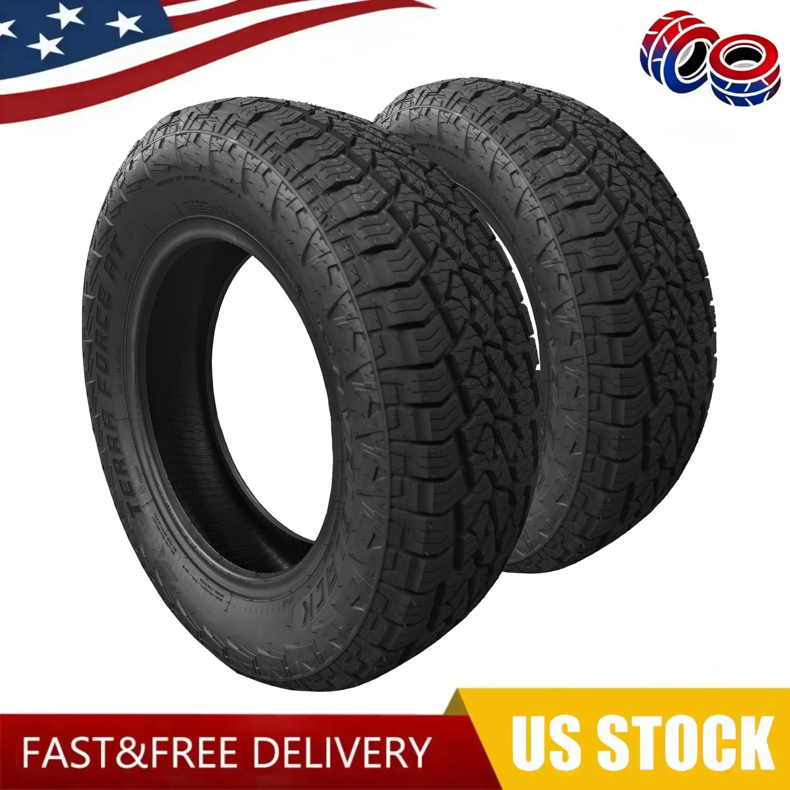 2 Royal Black Terra Force AT 275/70R16 114S A/T All Terrain Tires UTQG 660AA 2 Royal Black Terra Force AT 275/70R16 114S A/T All Terrain Tires UTQG 660AA