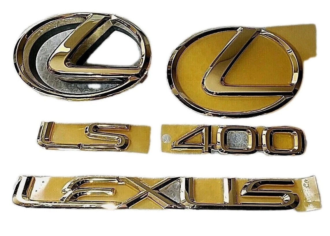95-00 FITS New Lexus LS400 COMPLETE Emblem Front Rear Trunk KIT Word 24K GOLD