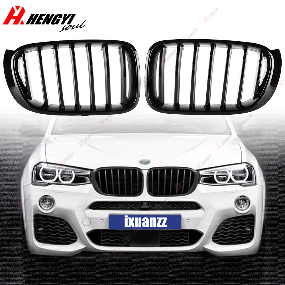 For BMW F25/F26 X3 X4 2014-2017 Gloss Black Front Bumper Kidney Grill Grille L+R