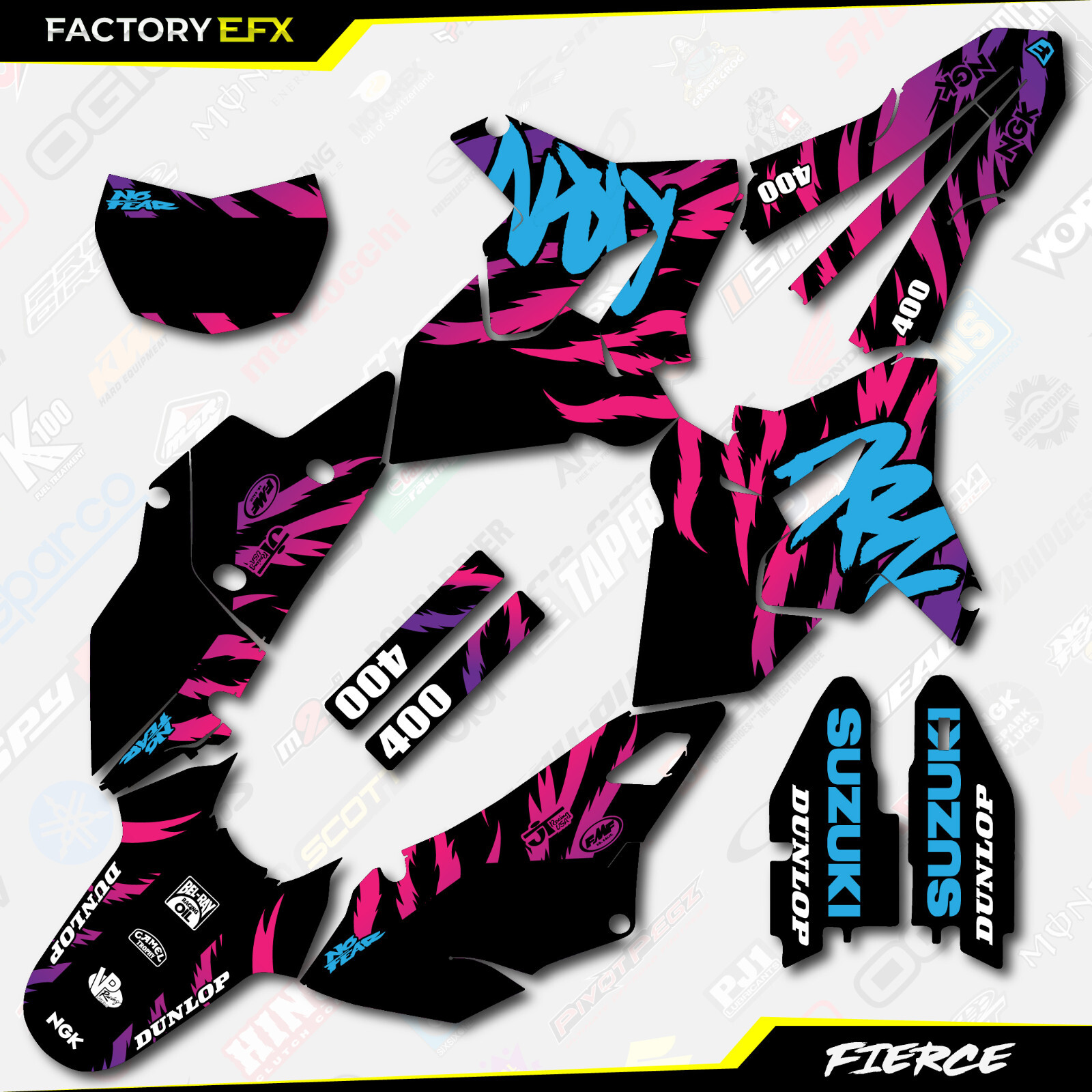 Retro Blk Blue Fierce Polisport Restyle Graphics Kit fits Suzuki Drz400 Drz400sm