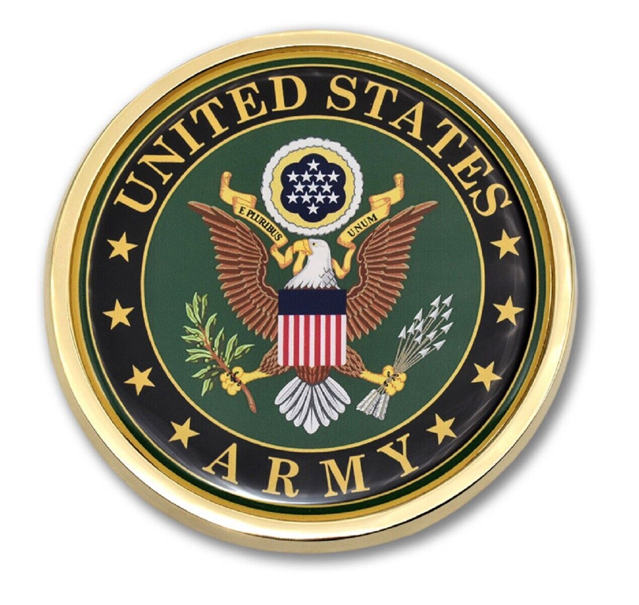 NEW U.S. Army Seal Chrome Metal Auto Emblem. 3.5