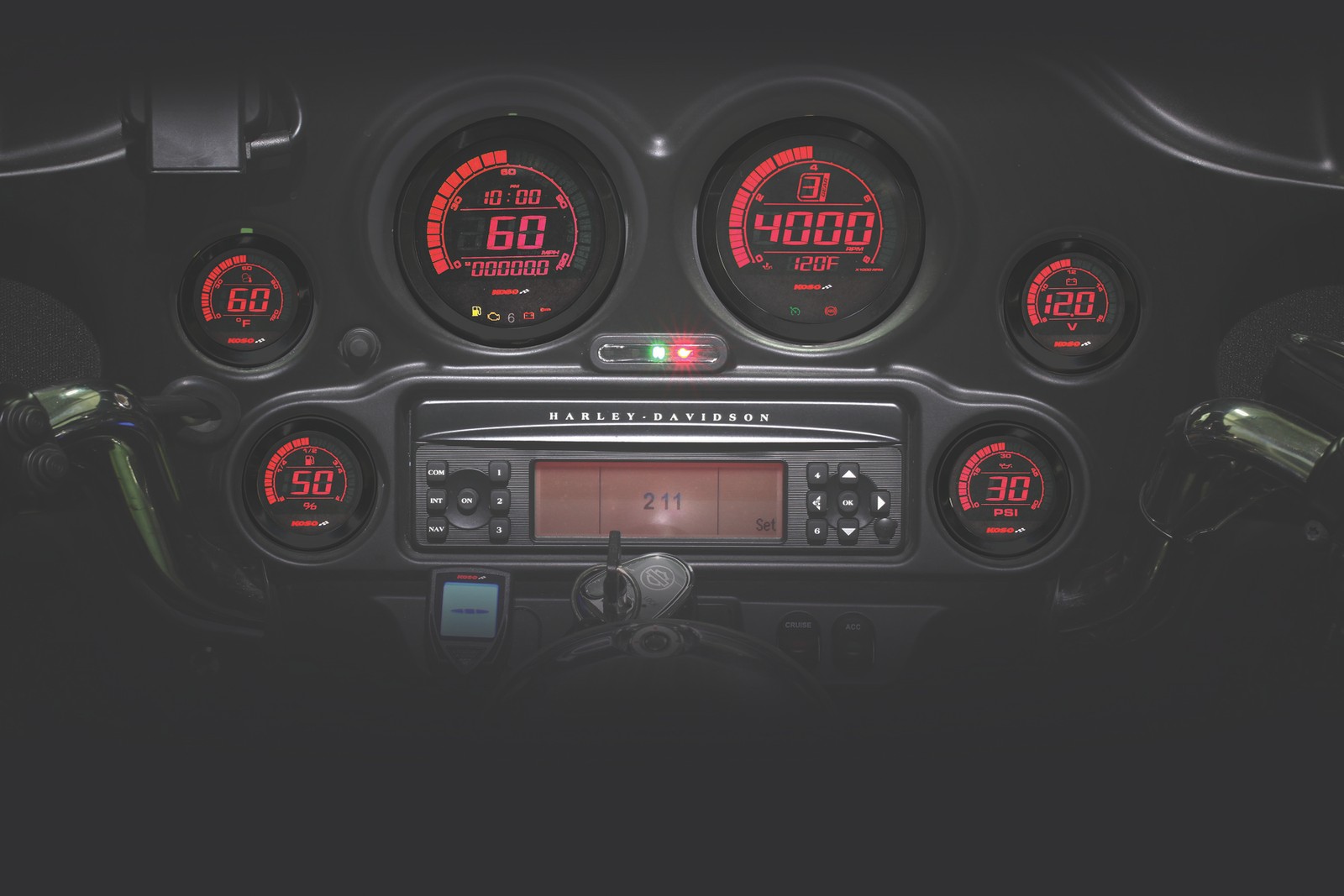 Koso North America Digital Gauge Cluster Black 04-13 FLHT FLTR