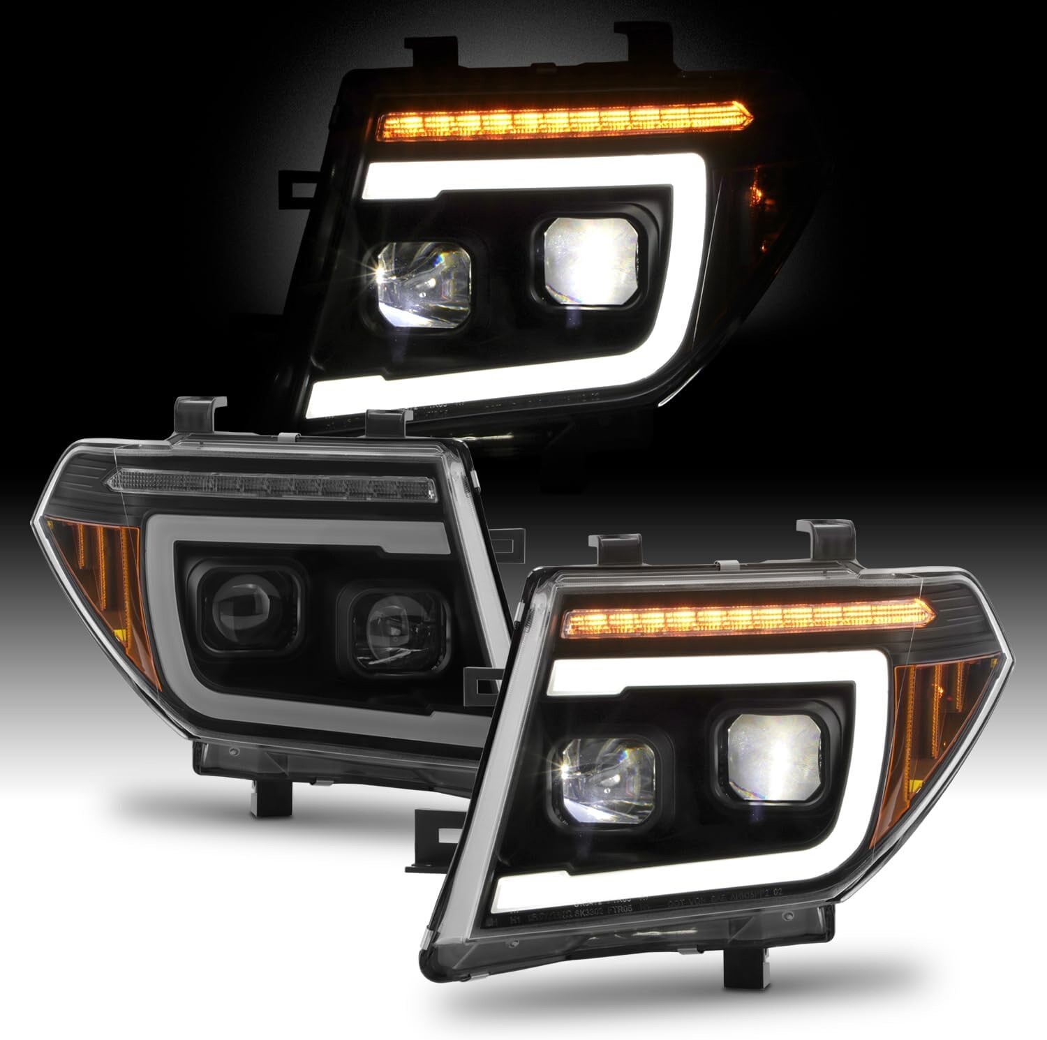 Fits 05-08 Frontier 05-07 Pathfinder [LED Hi-Lo Beam] Projector Black Headlights