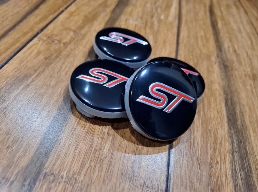 For Ford Set of 4x54mm Black ST Wheel Center Caps Edge Escape For Ford Set of 4x54mm Black ST Wheel Center Caps Edge Escape