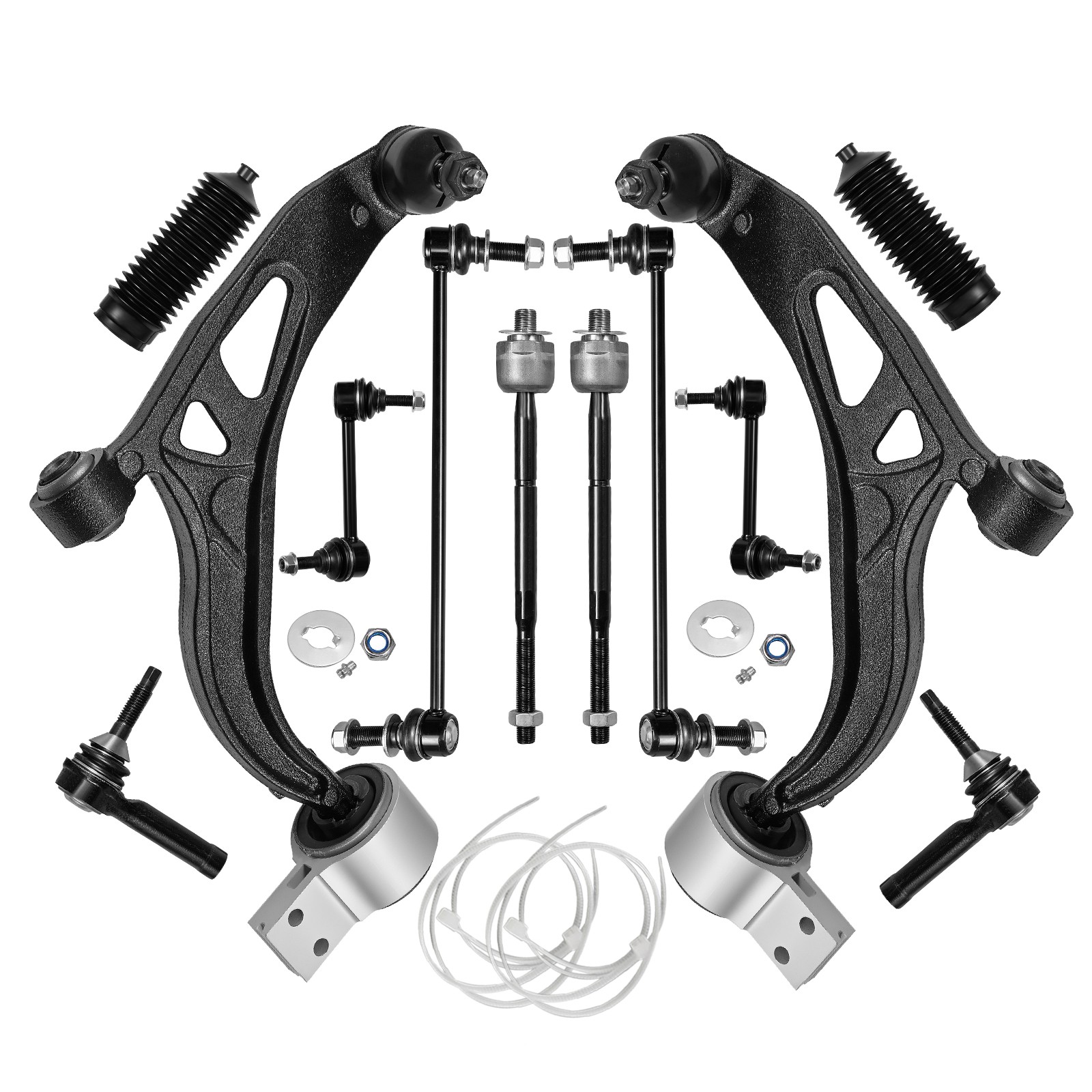 12Pcs For Ford PI Util 2013-2015 Front Lower Control Arm Ball Joint Tie Rod End