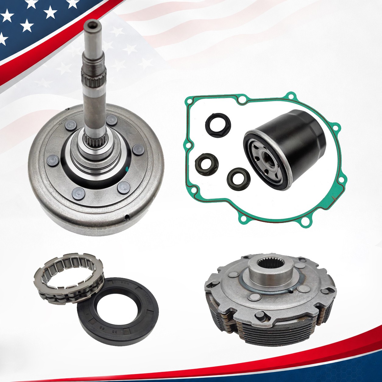 For Hisun 700 750 Wet Clutch Shoe Kit Drum Housing One Way Bearing Fliter US