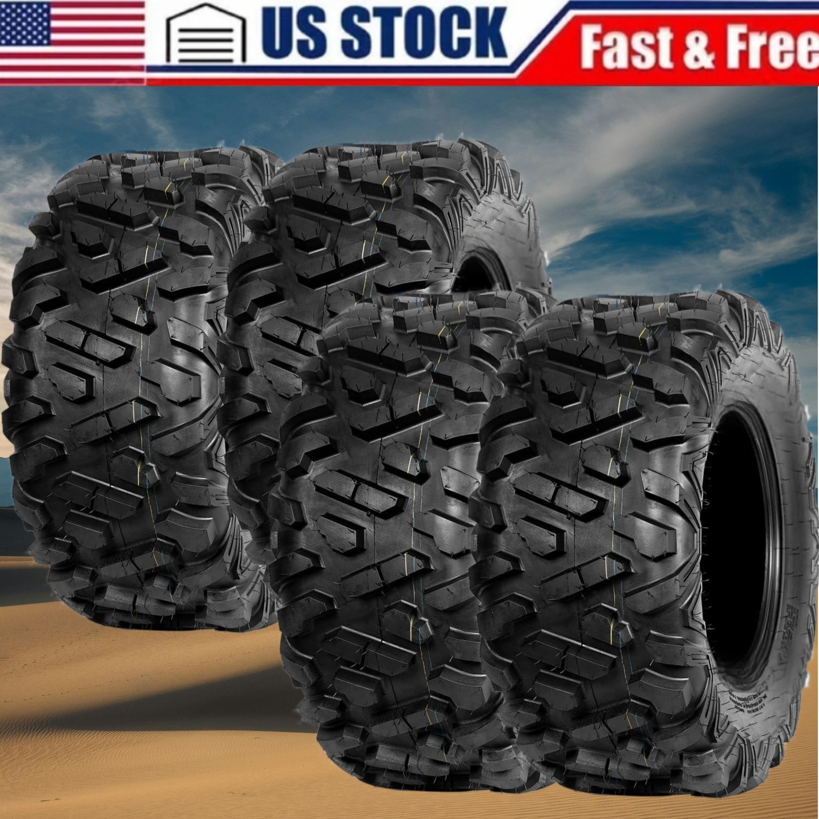 4 PCS ATV Tires 26x11-12 26x9-12 UTV All Terrain 6PR Heavy Duty 26x9x12 26x11x12