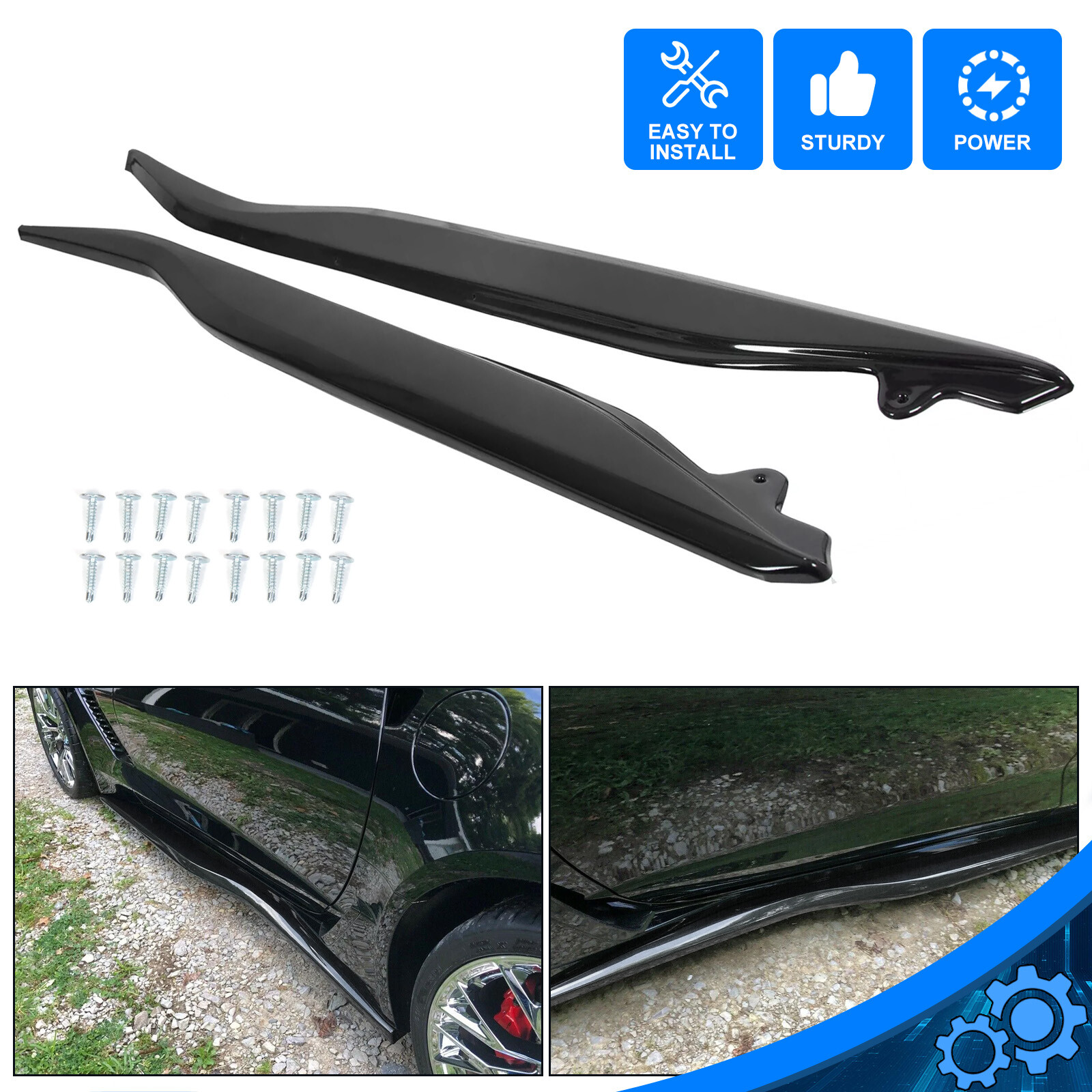 For 2014-2019 Corvette C7 Gloss Black Z06 Style Side Skirt Extensions Splitter For 2014-2019 Corvette C7 Gloss Black Z06 Style Side Skirt Extensions Splitter