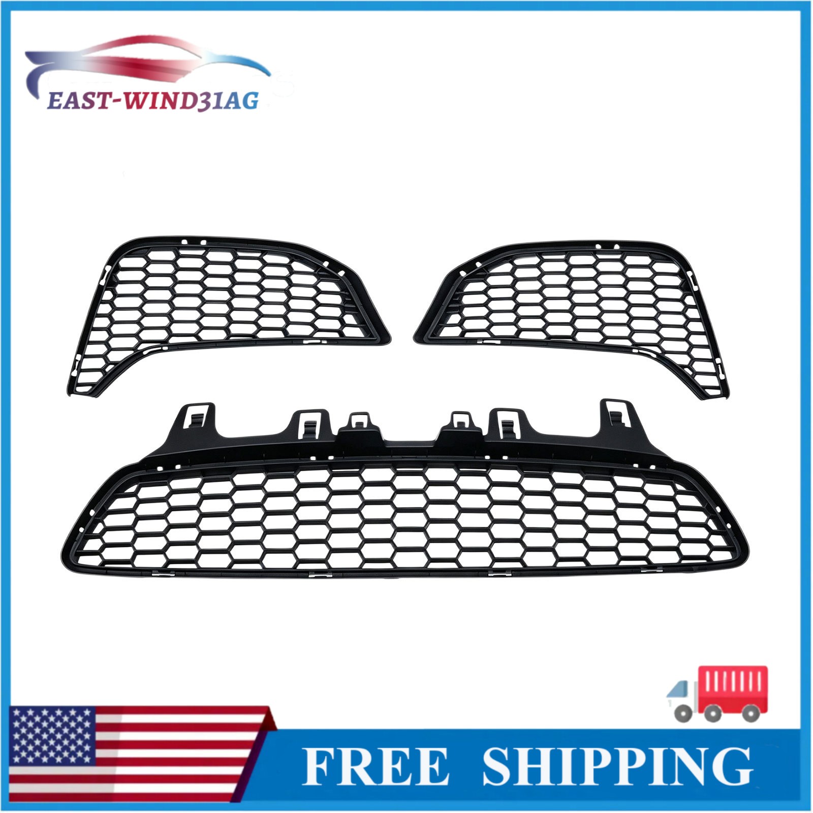 3x For BMW M3 F80 M4 F82 F83 Fog Light Bezel Grill Front Bumper Center Mesh