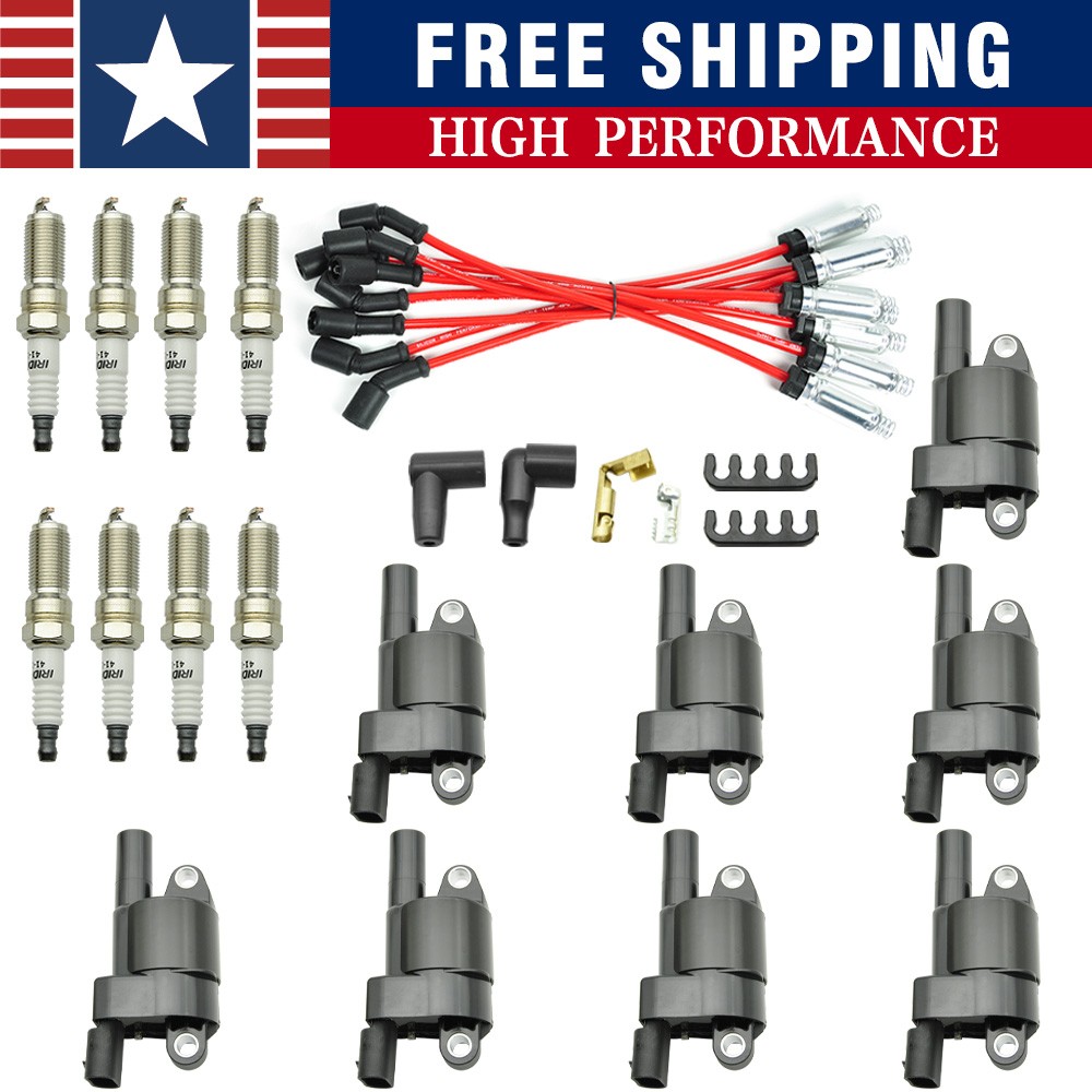 8Pack Ignition Coil+Spark Plug+Wire Set For Chevy Silverado 1500 GMC Tahoe UF742