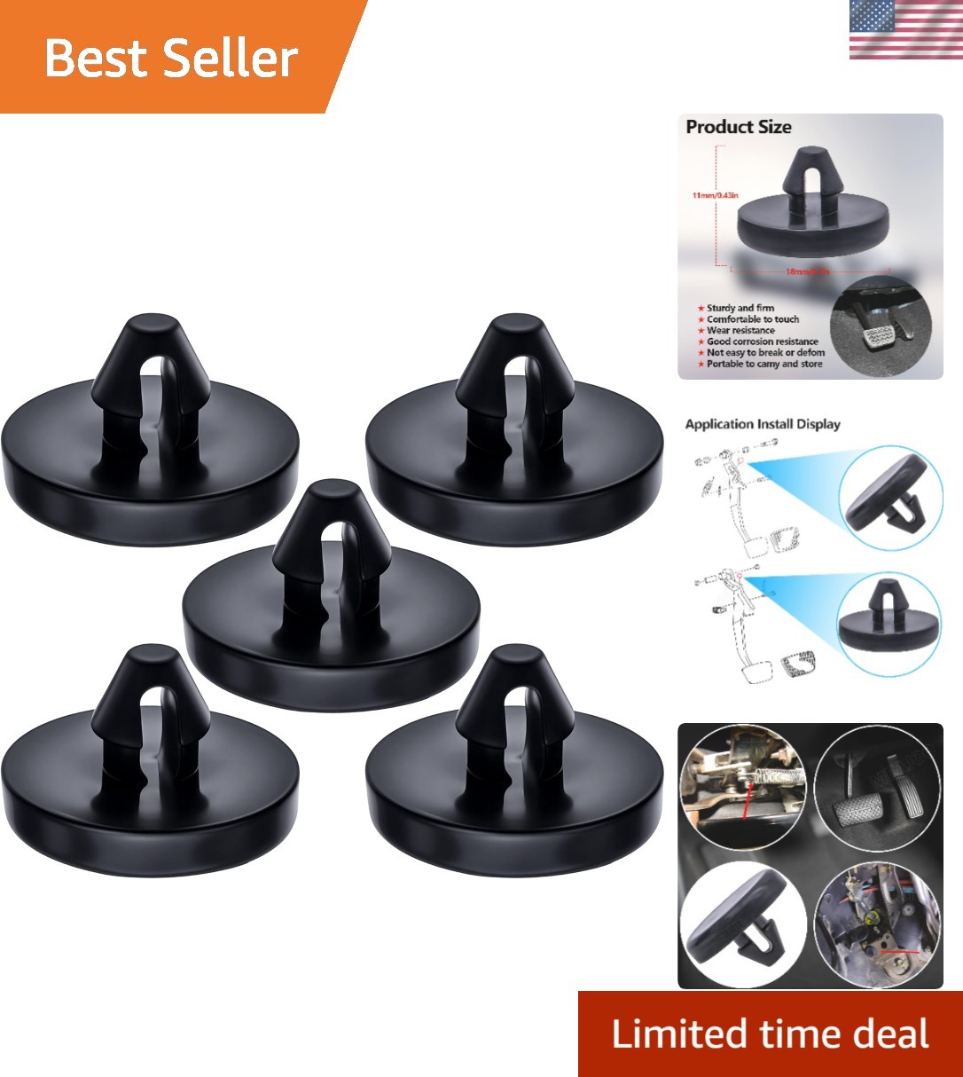 5PCS Brake Switch Stopper Pad, Compatible with 90541-06036, Car Brake Pedal S...