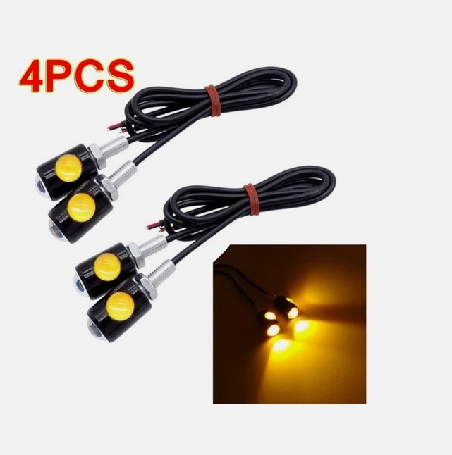 4X Universal Motorcycle Amber Blinker Lamp Mini LED Turn Signals Indicator Light
