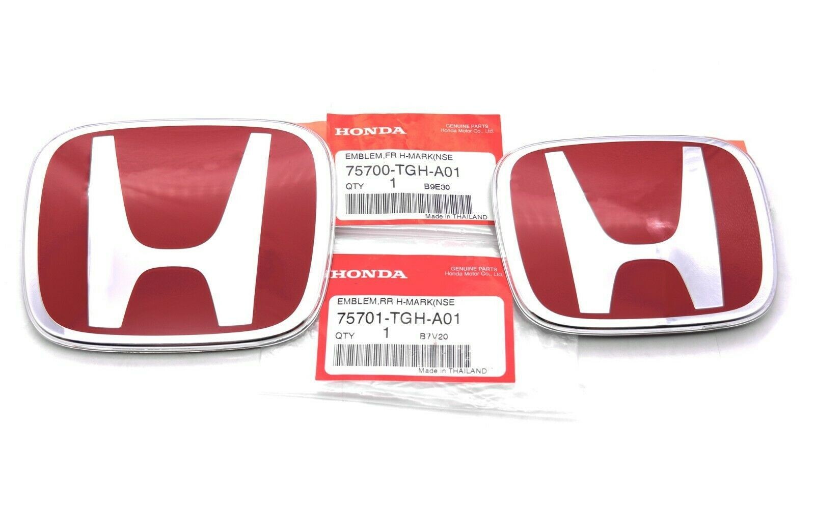 GENUINE STYLE 3PCS FRONT 75700TV8E01 REAR 75701TGHA01 RED EMBLEM FIT 2018-2020