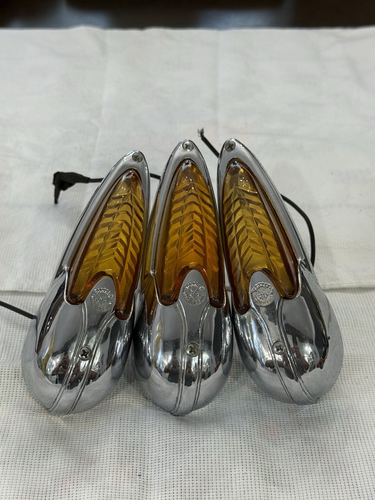 1930’s-1940’s Yankee Turnmaster Motorcycle or Auto Turn Light Amber Art Deco x3