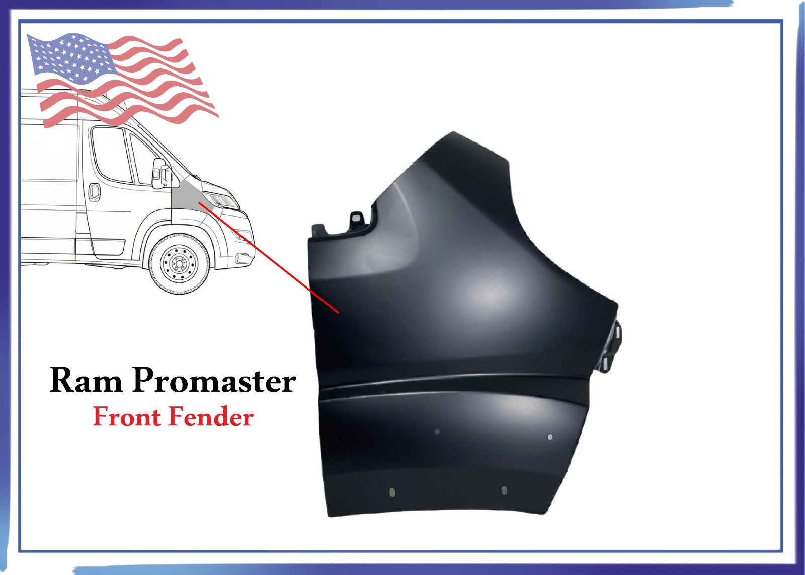 For 2014 2022 Ram Promaster Right Front Fender Panel Assembly RH Local Pickup For 2014 2022 Ram Promaster Right Front Fender Panel Assembly RH Local Pickup