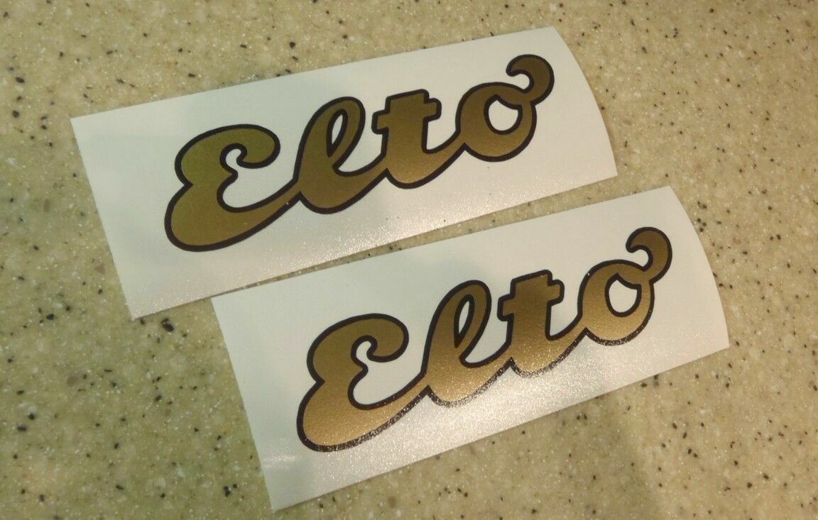Elto Vintage Outboard Motor Decals Black/Gold  + FREE Fish Decal