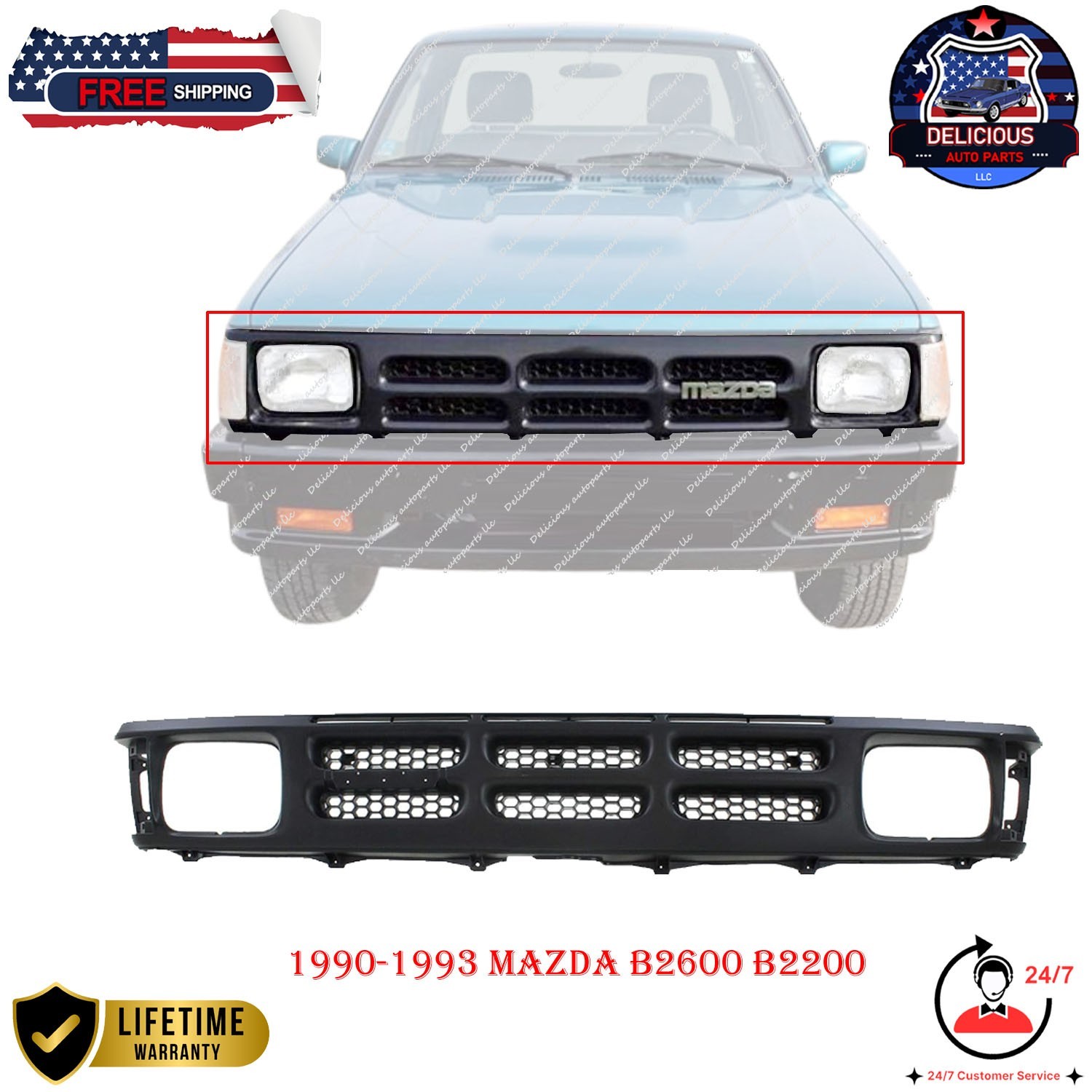 New Front Grille Painted Black For 1990-1993 Mazda B2600 B2200 MA1200127 New Front Grille Painted Black For 1990-1993 Mazda B2600 B2200 MA1200127