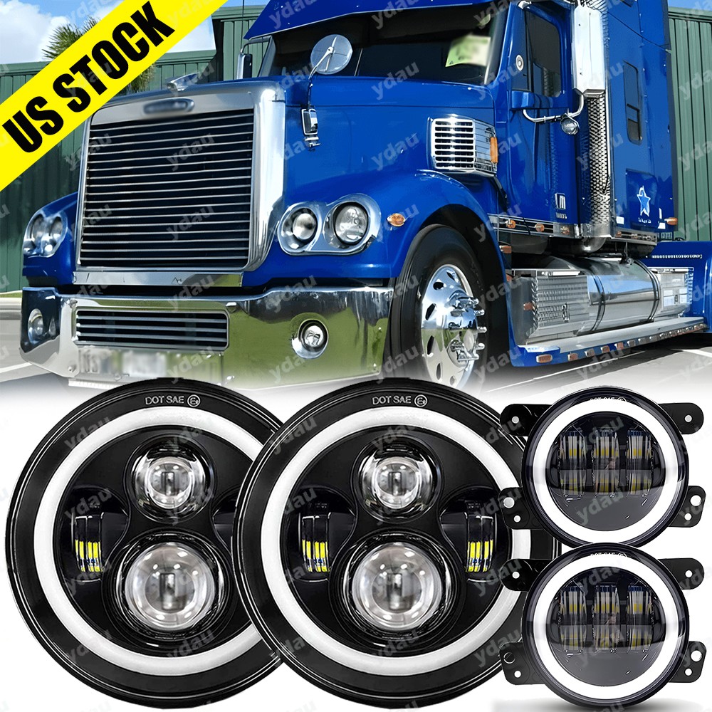 For Freightliner Century Class 2000-2011 7inch Round LED Headlight +4\