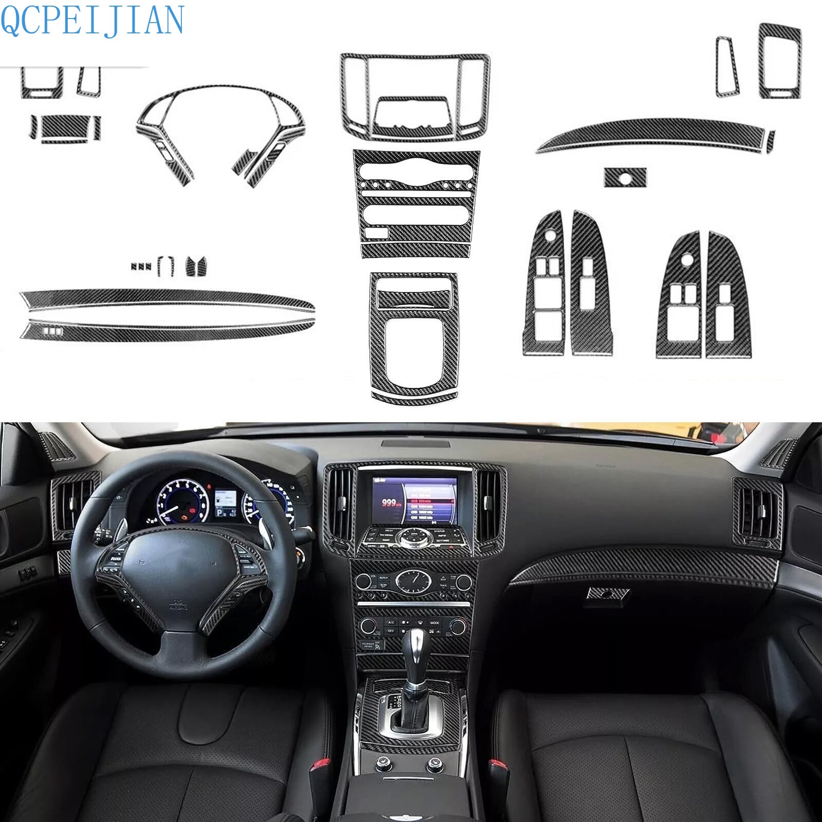 42Pcs Infiniti G37 2-door coupe full carbon fibre interior kit 2010-2013