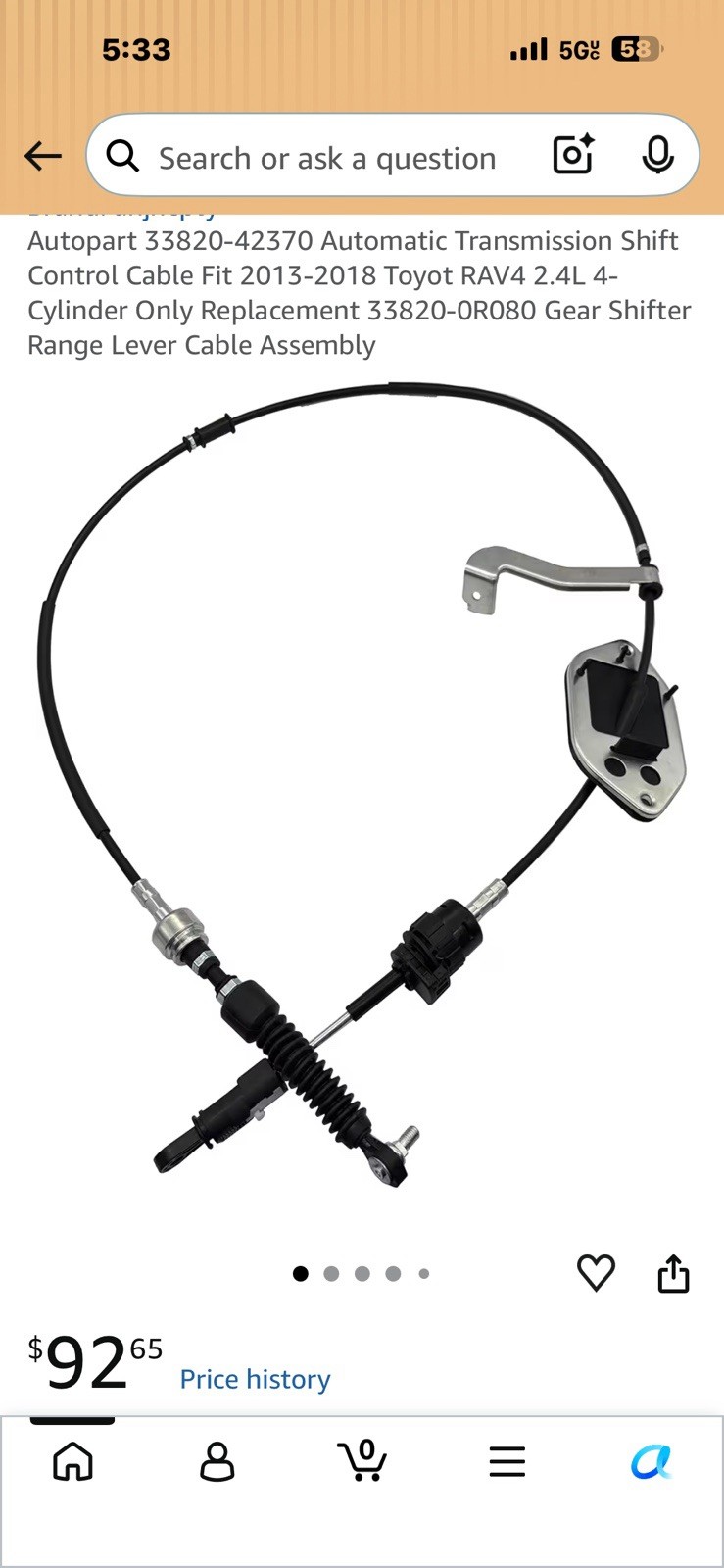 Automatic Transmission Shift Control Cable Fit 2013-2018 Toyot RAV4 2.4L 4-Cyl Automatic Transmission Shift Control Cable Fit 2013-2018 Toyot RAV4 2.4L 4-Cyl