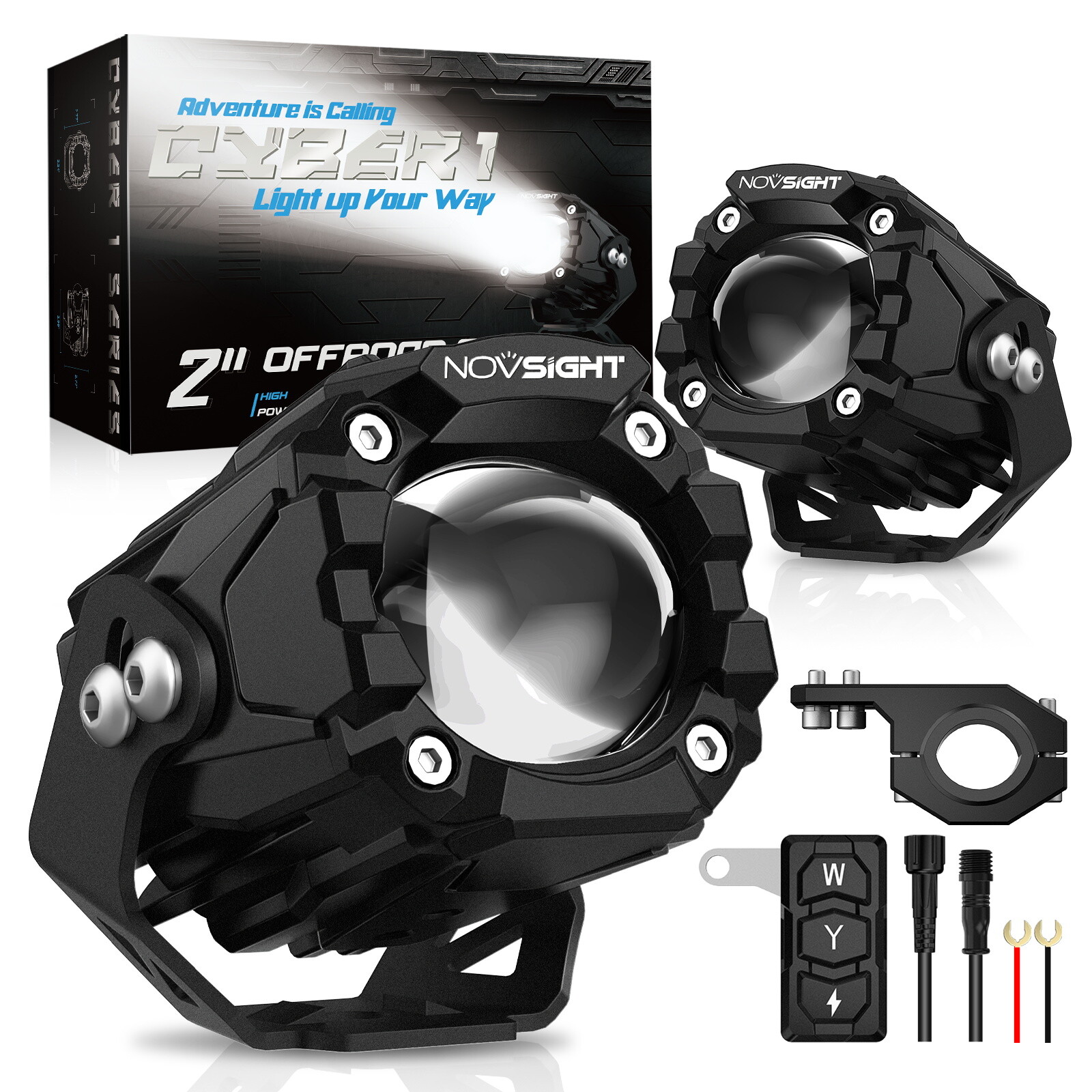 NOVSIGHT CYBER 1 Series 2 inch LED Pod Lights Driving Offroad for Motorcycle Car