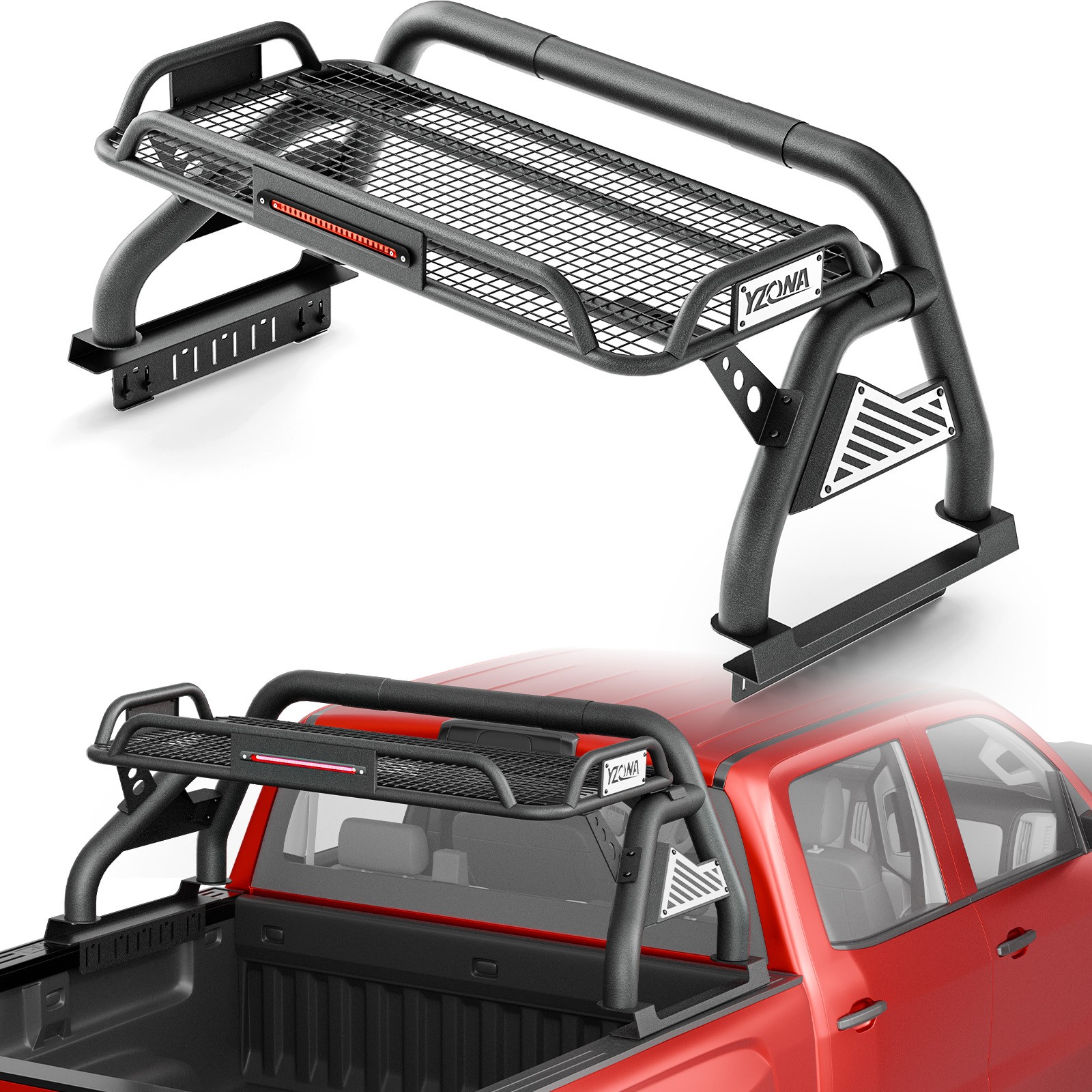YZONA 56''-65'' Width Truck Sport Roll Bar With Cargo Basket For Gladiator JT