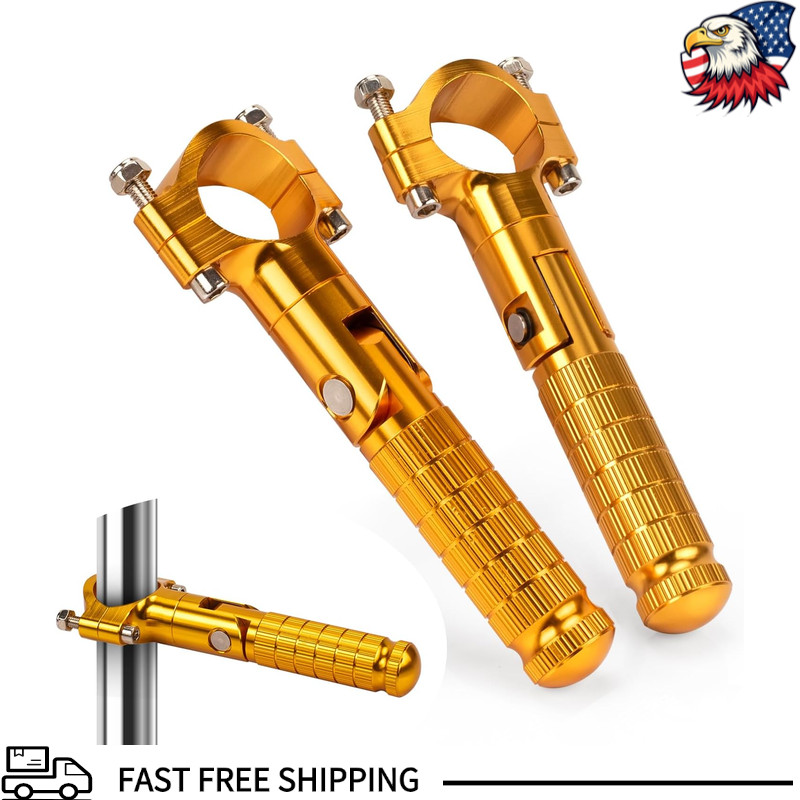 Foldable 1.25 Motorcycle Highway Foot Pegs 32mm Crash Bars, CNC Anti-Color: Gold Foldable 1.25 Motorcycle Highway Foot Pegs 32mm Crash Bars, CNC Anti-Color: Gold