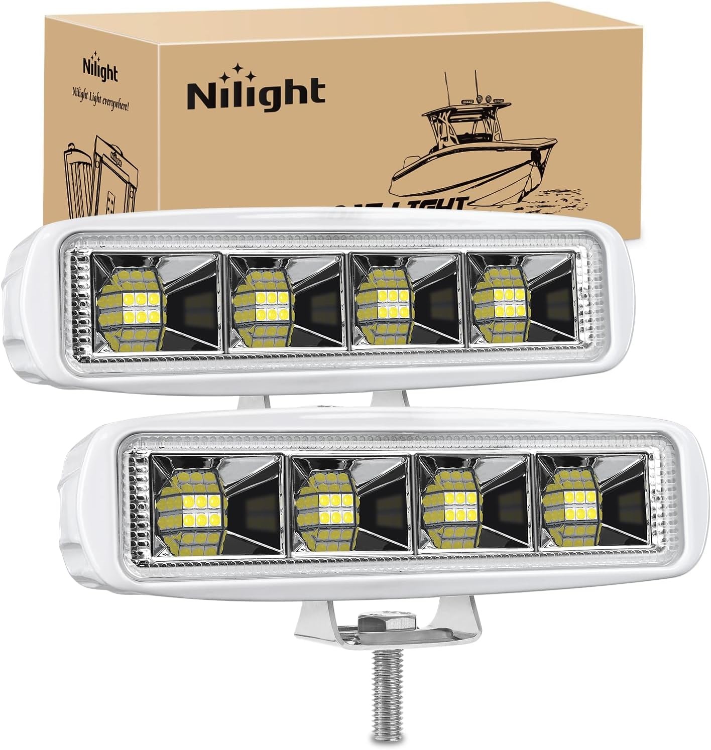 Nilight Marine LED Navigation Lights 2PCS 72W White Flood Beam Lights Nilight Marine LED Navigation Lights 2PCS 72W White Flood Beam Lights