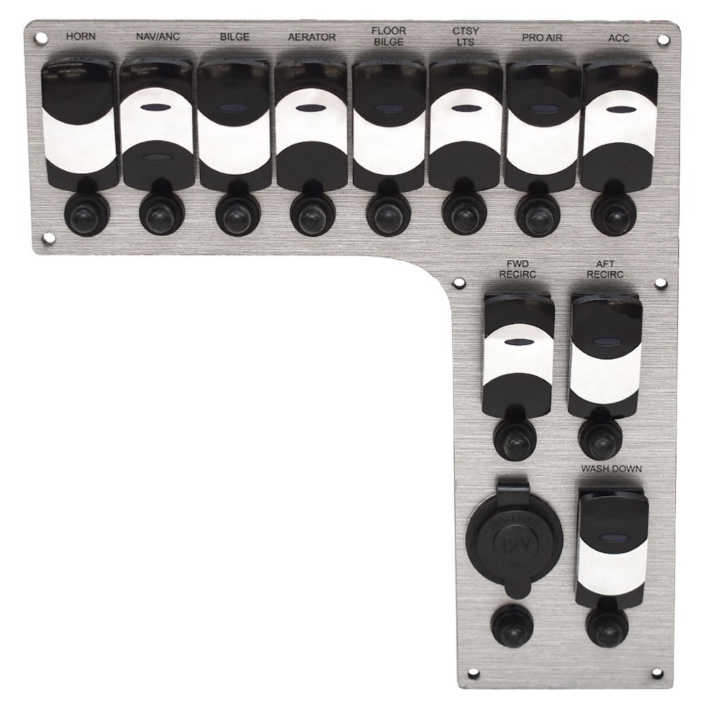 Blue Wave 2400 Pure Bay Boat Switch Panel MD009134 | Gray Brushed