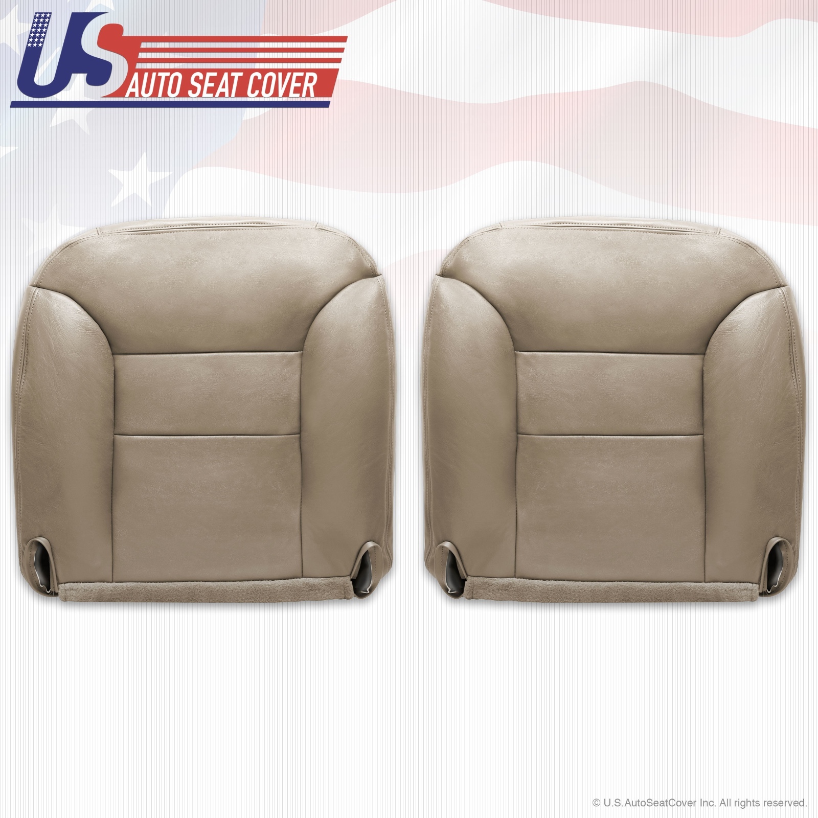 1995 to 99 Chevy Tahoe Driver/Passenger Sides Leather Bottom Seat Covers Tan