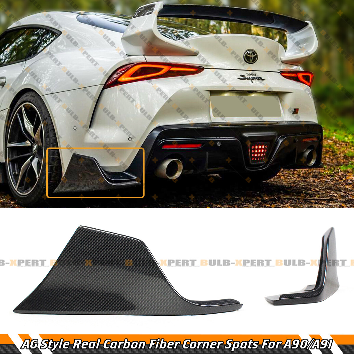 For 2020-26 Supra A90 AG Style Carbon Fiber Rear Bumper Side Corner Aprons Spats