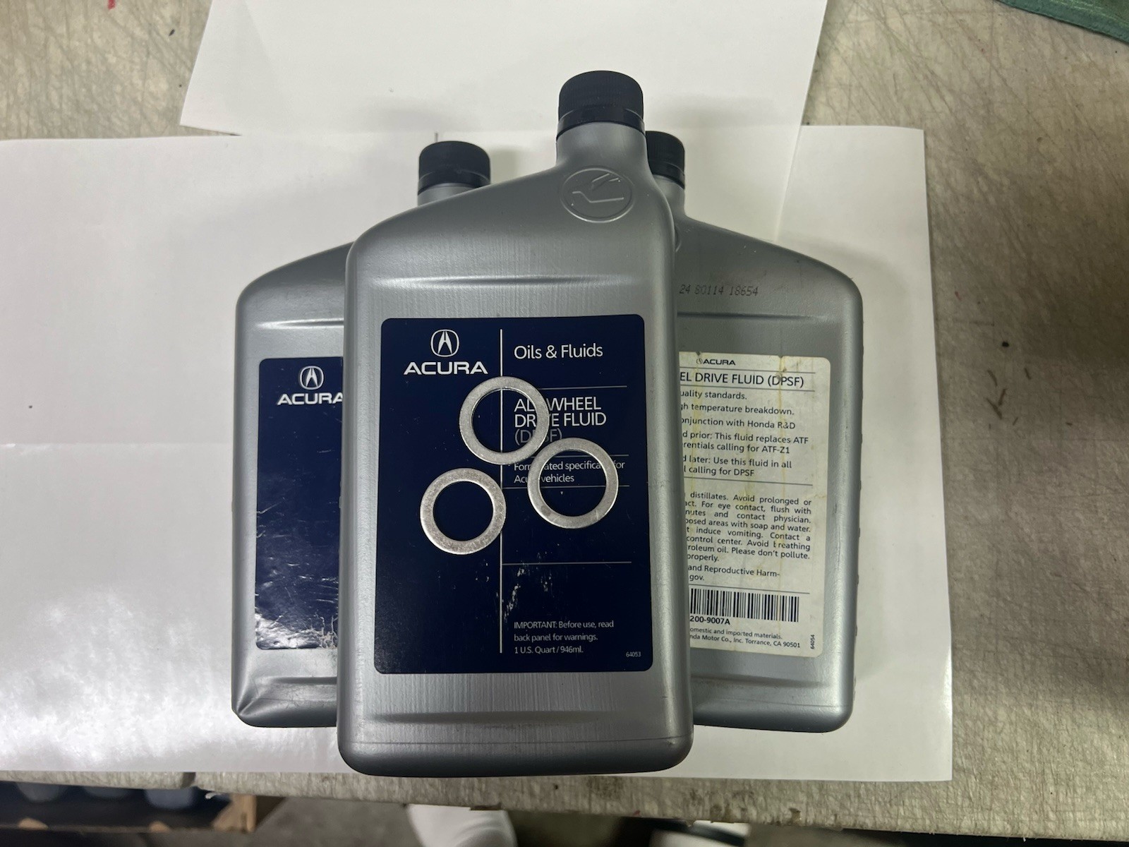 3 QTS ACURA HONDA GENUINE OEM AWD FLUID DPSF DUAL PUMP P/N 08200-9007 3 QTS ACURA HONDA GENUINE OEM AWD FLUID DPSF DUAL PUMP P/N 08200-9007