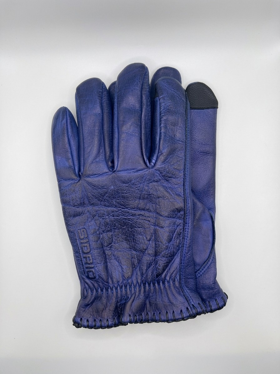 Distressed Blue Unlined Vintage Cowhide Leather Motorcycle Gloves touch tip Distressed Blue Unlined Vintage Cowhide Leather Motorcycle Gloves touch tip
